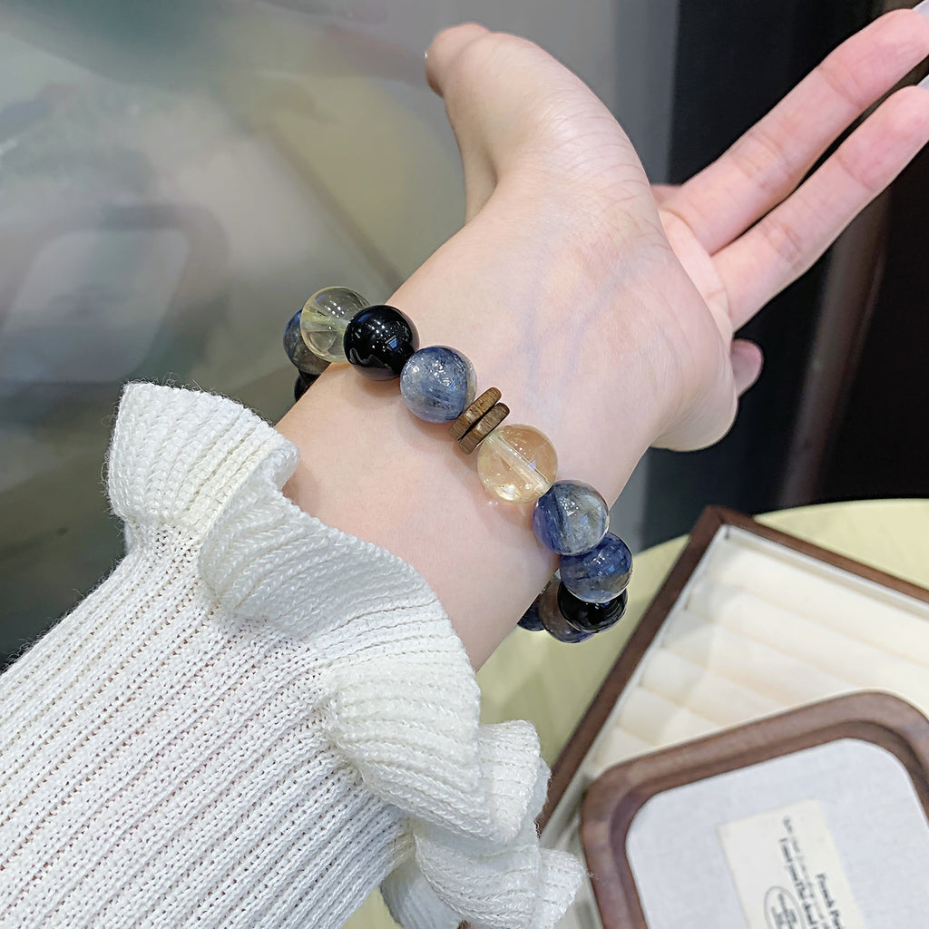 Duobao Crystal Dopamine Five Elements String Original Design Versatile Best Friend Gift Bracelet Blue Crystal Stone Bracelet