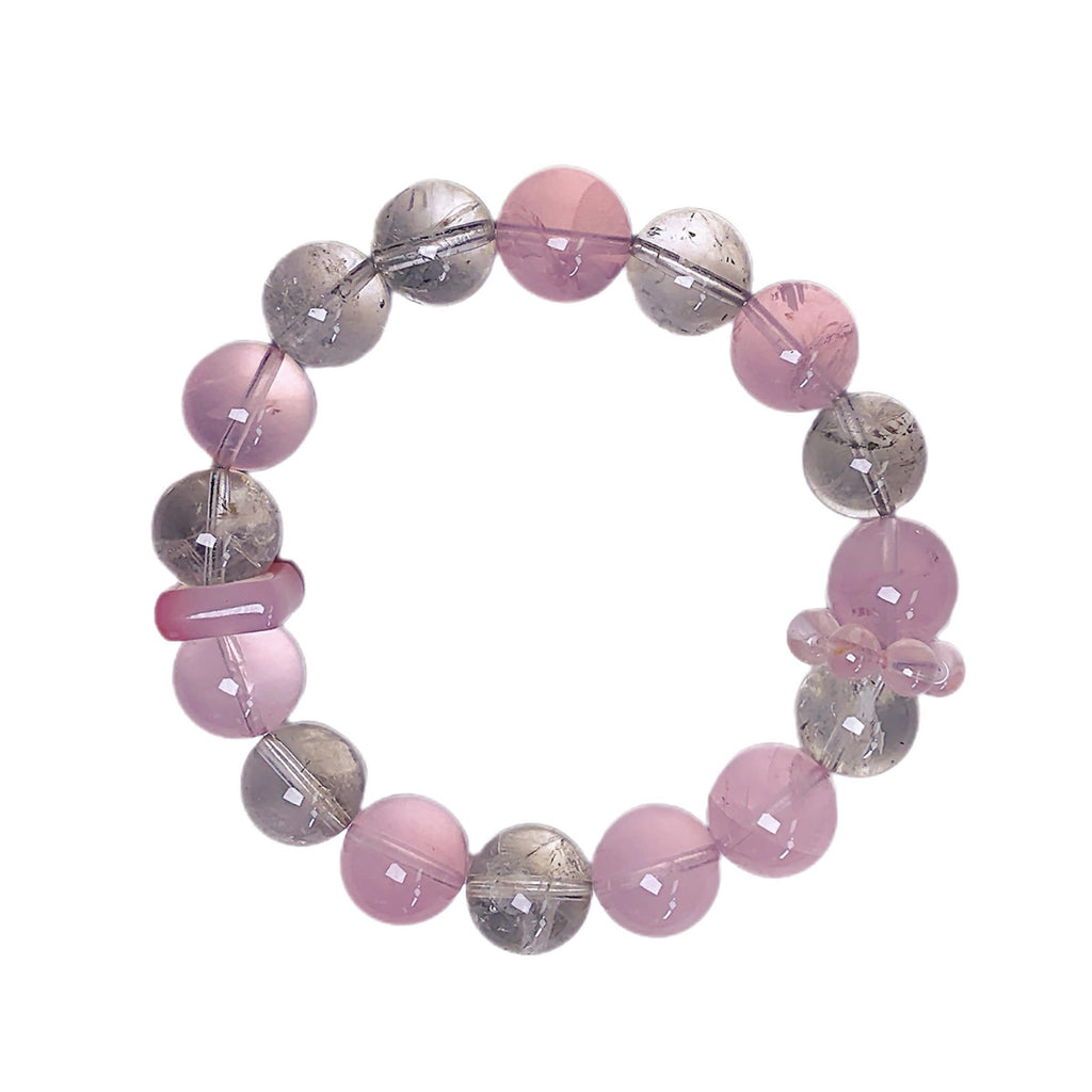 Natural pink crystal paired with white crystal bracelet Rose Glow DIY Single Ring Bracelet Factory Direct Supply Crystal Bracelet