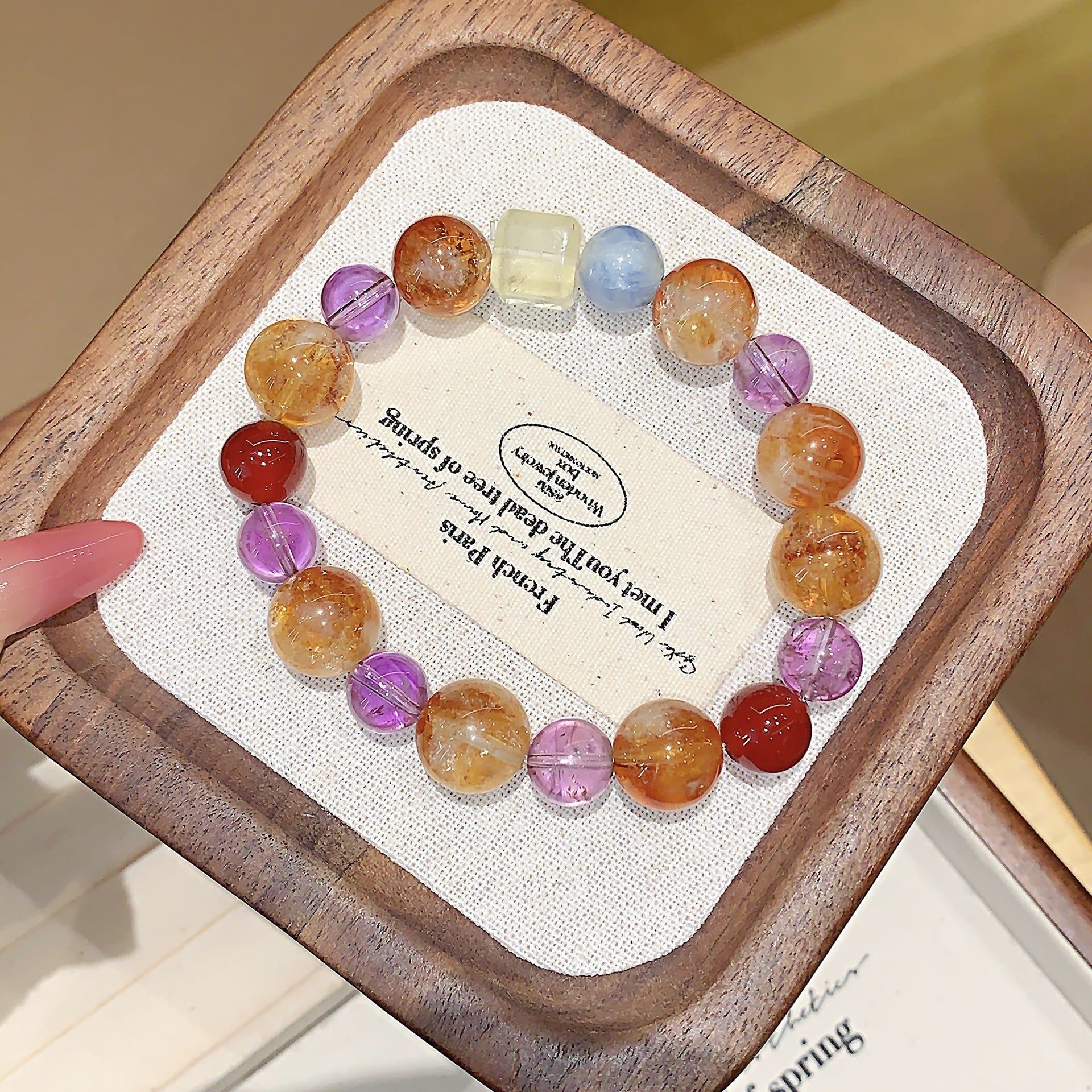 Natural Crystal Bracelet Jewelry diy Natural Crystal Bracelet Cross-border Hot-Selling Jewelry Bracelets Yellow Pagoda Crystal Bracelet