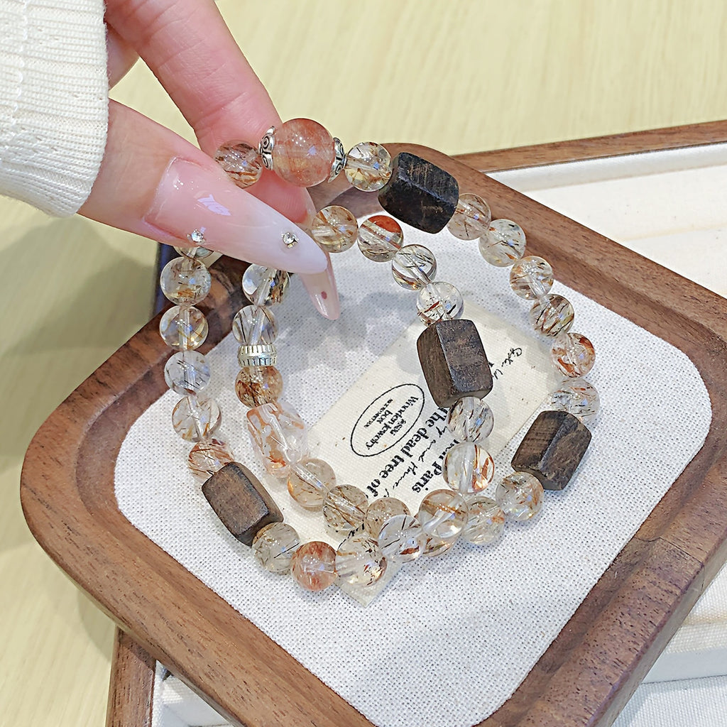 New Chinese Style Black Gold Super Seven Natural Crystal Bracelet Crystal Bracelet Raw Crystal Stone Natural Crystal Bracelet Wholesale