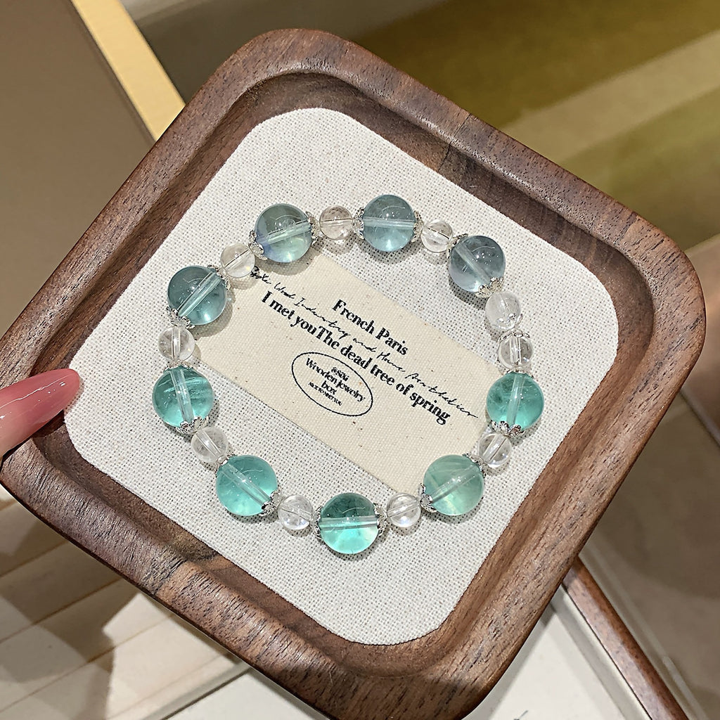 Natural Crystal Green Fluorite Bracelet Jewelry Handmade Beaded Natural Crystal Bracelet Crystal Bracelet Factory Ketang