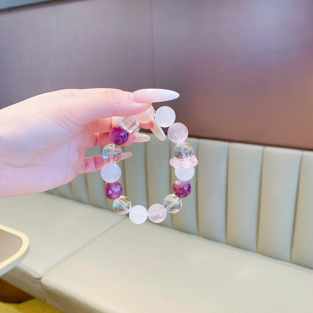 Natural pink crystal paired with white crystal bracelet Original Design New Crystal Bracelet Directly Supplied by Manufacturer Bracelet