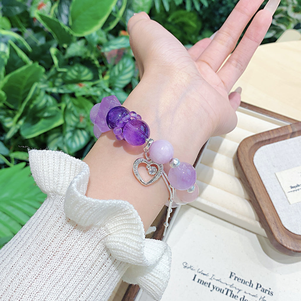 Natural Pink Crystal Bracelet Love Accessories Rose Quartz Jewelry Bracelet Natural Crystal Hot Item Bracelet Jewelry diy