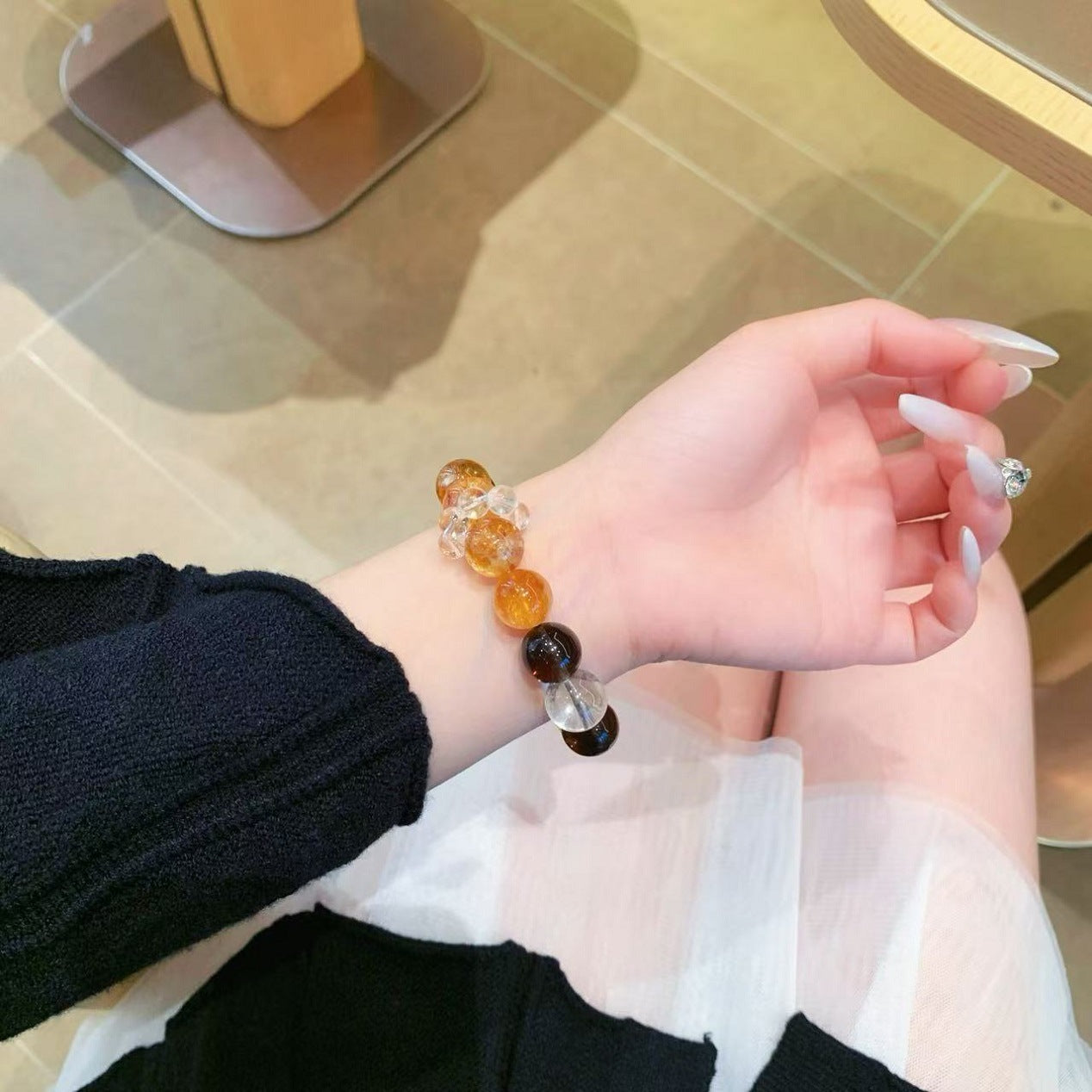 Natural Yellow Tower Crystal Bracelet Yellow Asai Crystal Tower Crystal White Crystal Yellow Tiger Eye Golden Rutilated Quartz Career Crystal Trendy Energy