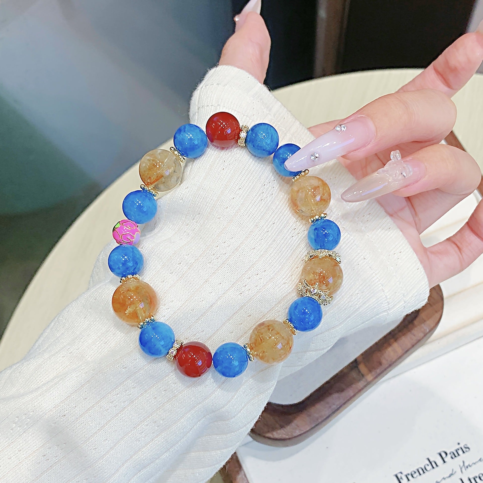 Yellow Pagoda Crystal Bracelet diy Handmade Round Beads Wholesale Natural Crystal Bracelet Hot-Selling Jewelry Natural Multi-Gem Bracelet