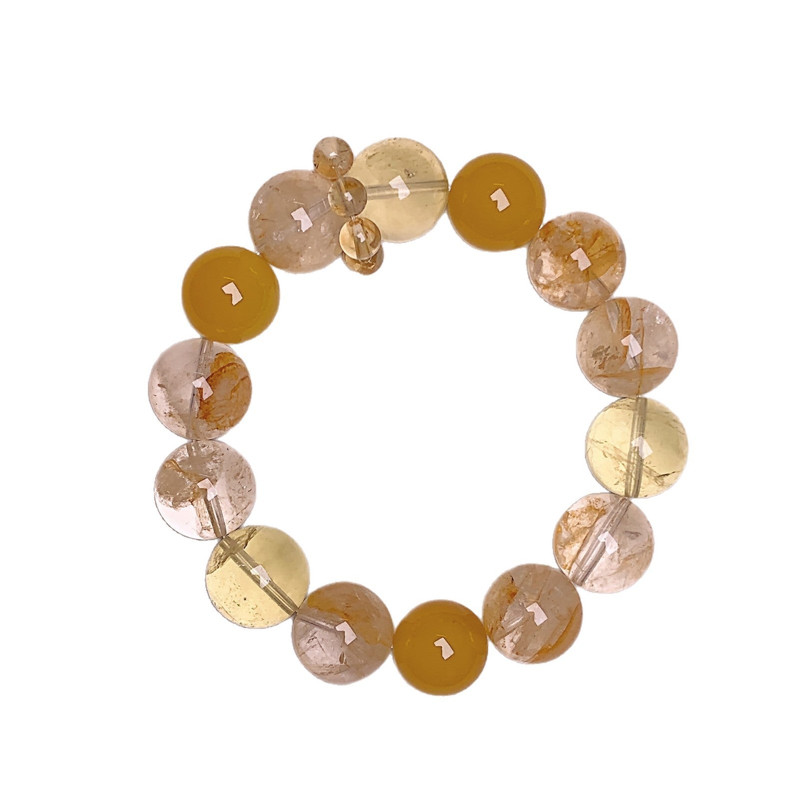 Natural Crystal Bracelet Lemon Quartz White Crystal Yellow Agate Freeform Golden Rutilated Quartz Running Ring Light Luxury Bracelet Crystal Bracelet