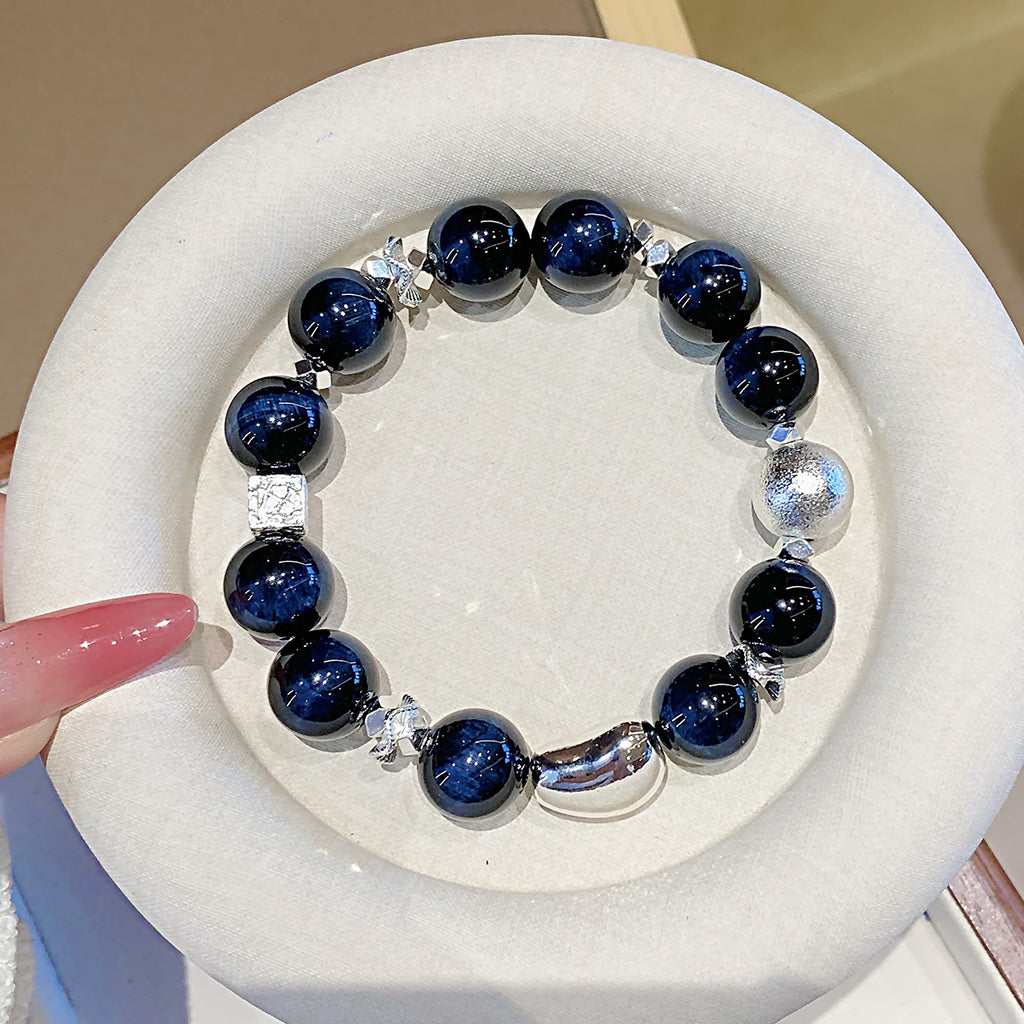 Natural Blue Tiger Eye Crystal Bracelet Cross-border Hot-Selling Christmas Gift Hand Chain New Crystal Jewelry Bracelet