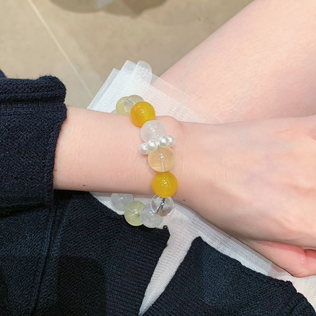 Sea Salt Lemon Original Natural Lemon Crystal Bracelet Fashion Niche Women's Bracelet Chain Yellow Agate Crystal Bracelet