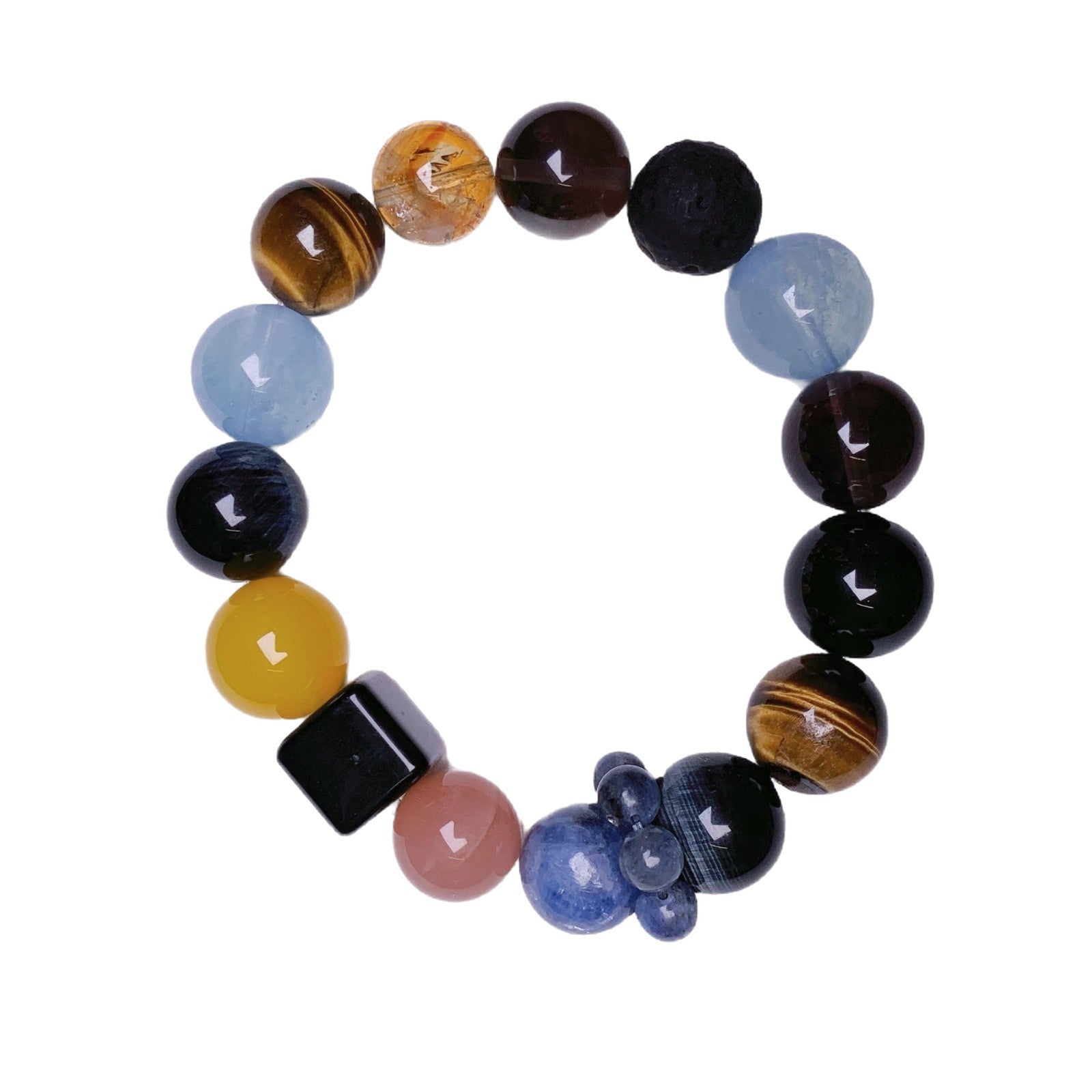 Internet Celebrity Style Natural Crystal Bracelet Lucky Yellow Tower Crystal Red Glue Flower Tiger Eye Stone Beaded Simple High-End Bracelet