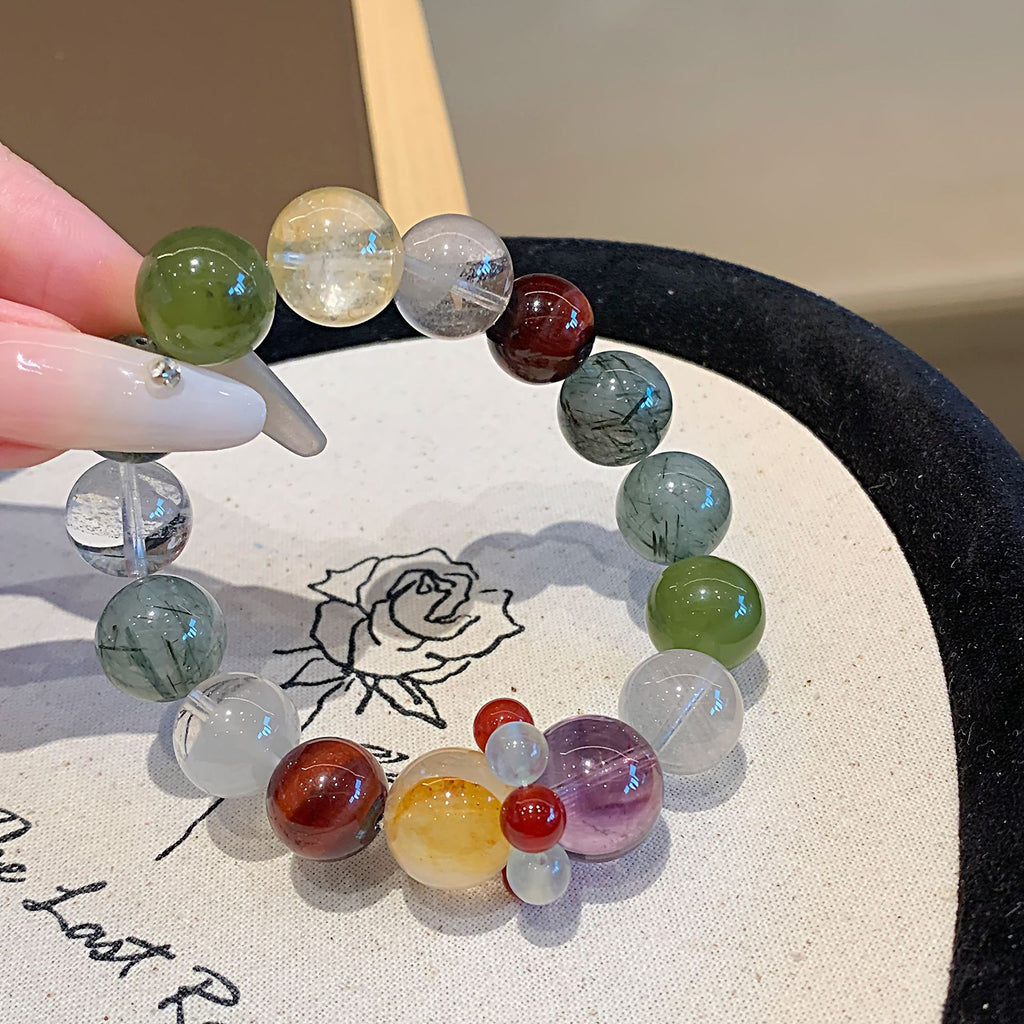 Original natural red tiger eye crystal bracelet Rainbow Color Multi-Gem Bracelet Jewelry Natural Crystal Multi-Gemstone Bracelet