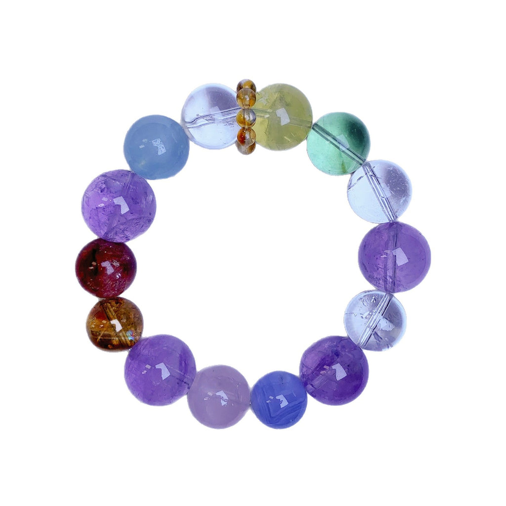 Natural Dopamine Bracelet Rainbow Color Mo Pink Glue Flower Golden Hair Crystal Blue Moonlight Ornament Chain Multi Treasure Crystal String