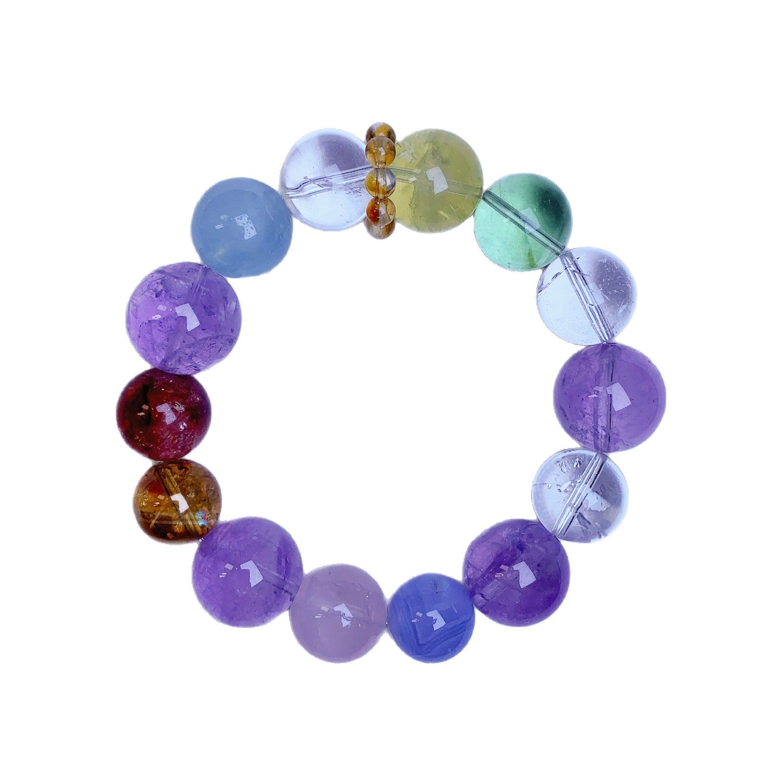 Natural Dopamine Bracelet Rainbow Color Mo Pink Glue Flower Golden Hair Crystal Blue Moonlight Ornament Chain Multi Treasure Crystal String