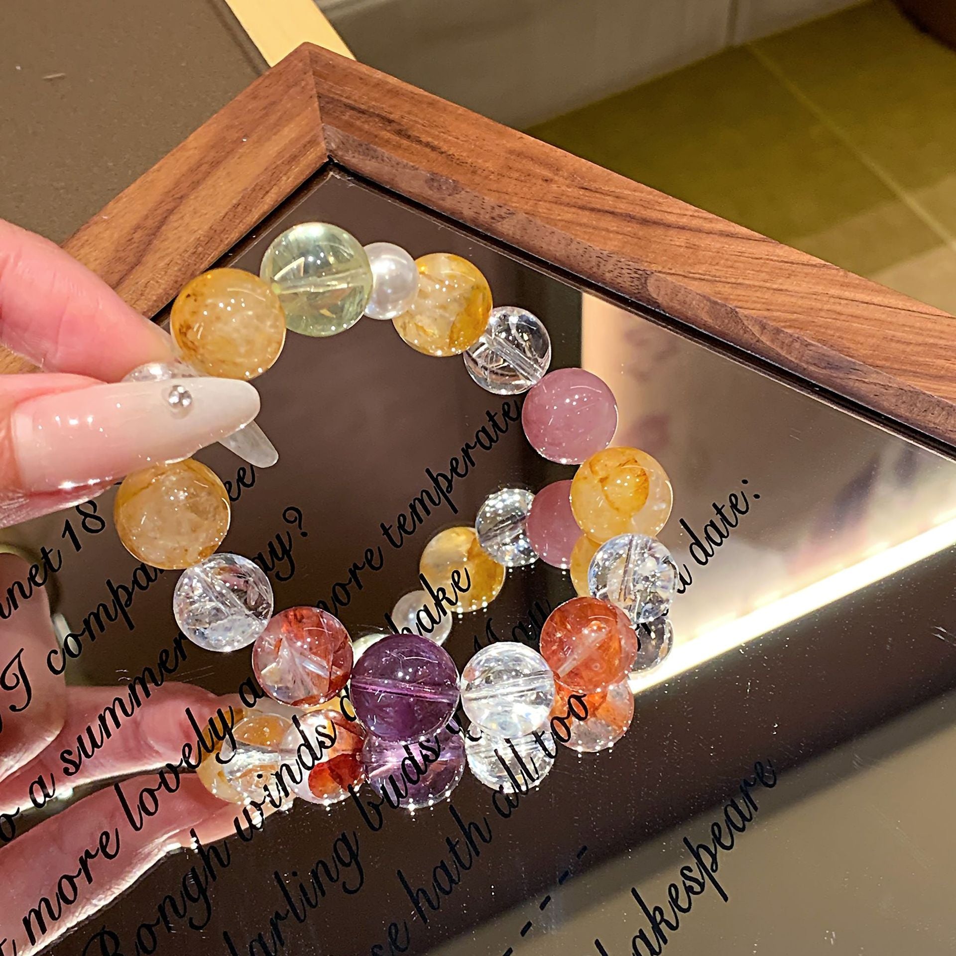 Light Luxury All-Matching2025New Crystal Chain Dopamine Multi-Gemstone Bracelet Original Natural White Assay Crystal Bracelet