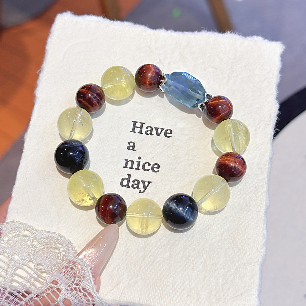 Natural Multi-Gemstone Crystal Bracelet Red Tiger Eye Bracelet Winter Hot-Selling Hand Jewelry Rainbow Multi-Treasure Dopamine Hand Crystal