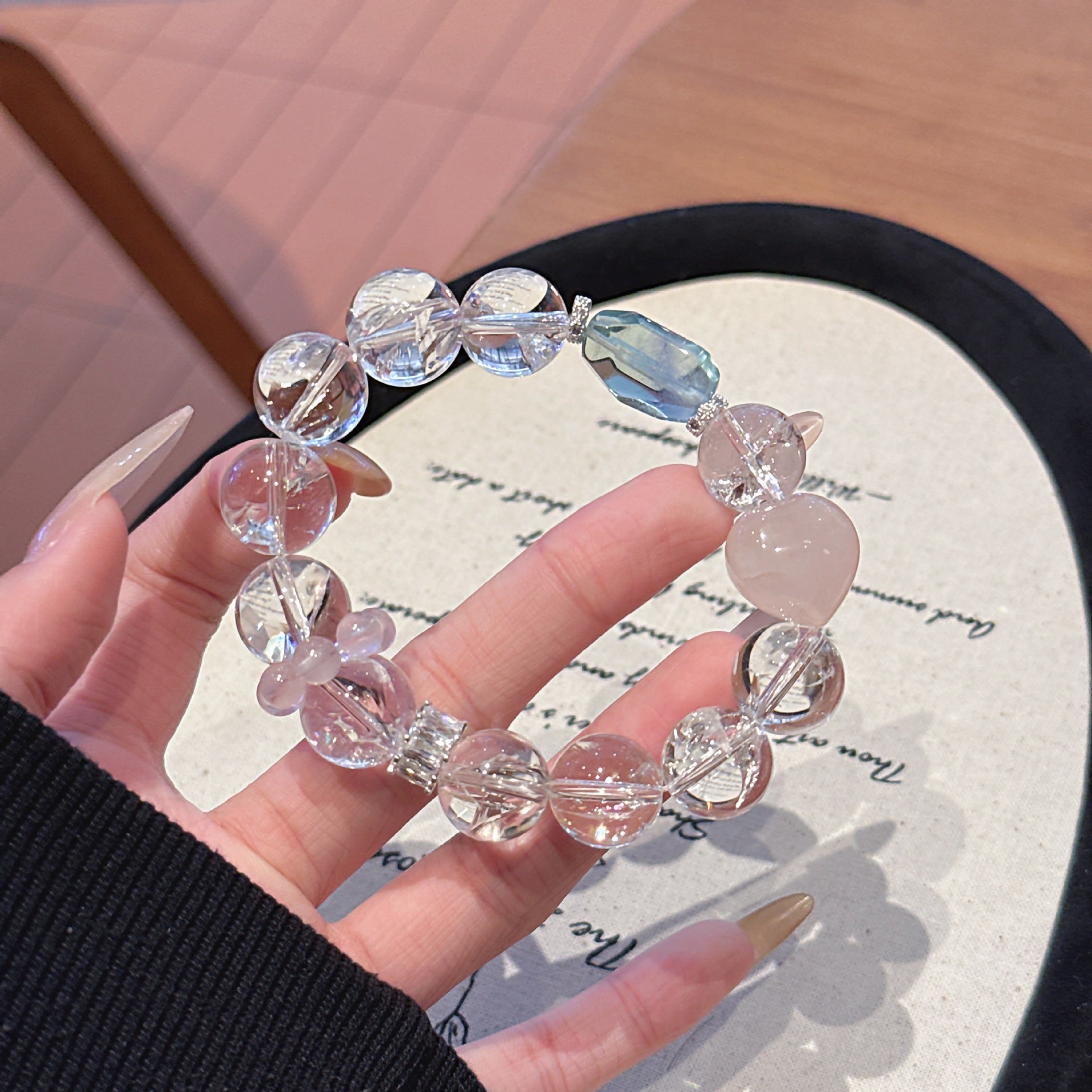 Original Design Natural White Assay Crystal White Crystal Bracelet Beaded Bracelet TikTok and Xiaohongshu Hot Item Crystal Bracelet