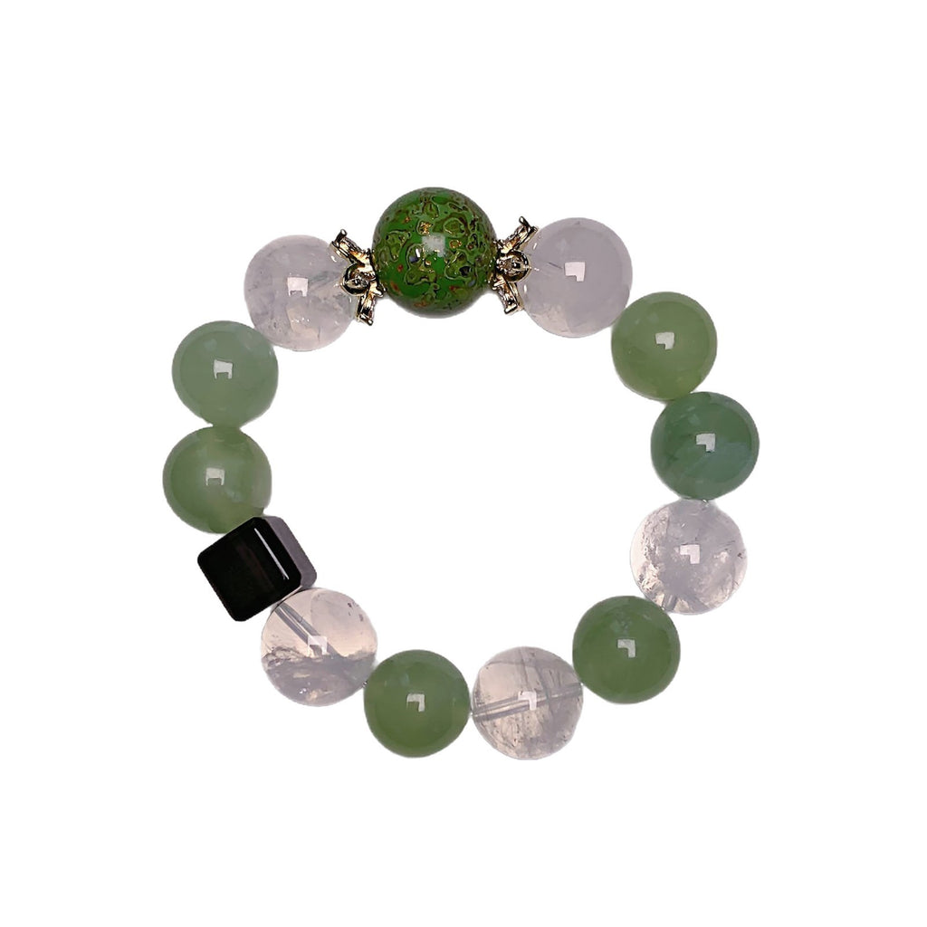 Natural Crystal Bracelet Qingti Milk Cover Xiuyan Single Circle Crystal Bead Original Design Fashion Simple Light Luxury Wholesale