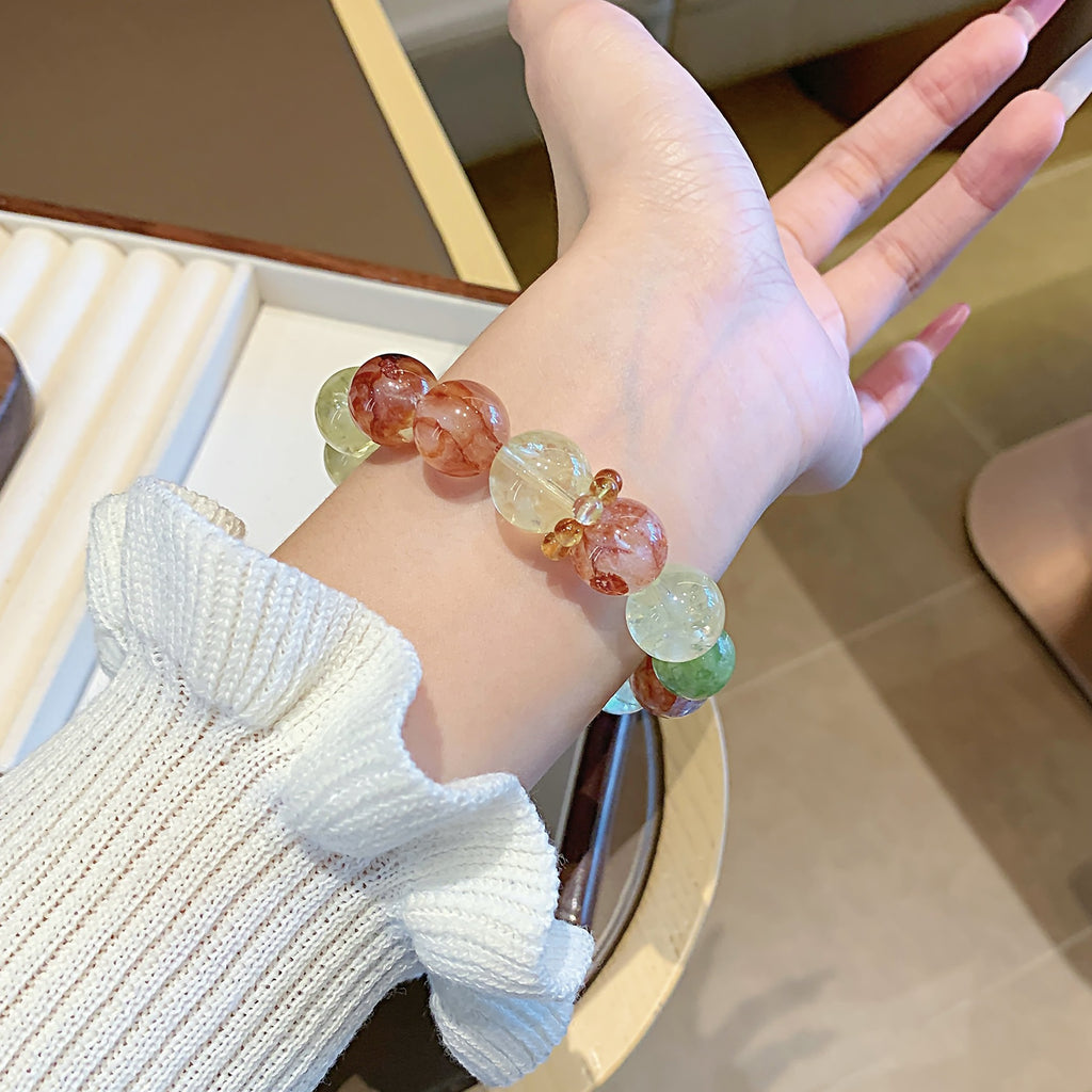 Original Natural Exquisite Multi-Gemstone Crystal Bracelet Dopamine Lemon Crystal Bracelet Niche Light Luxury Design Crystal Beads