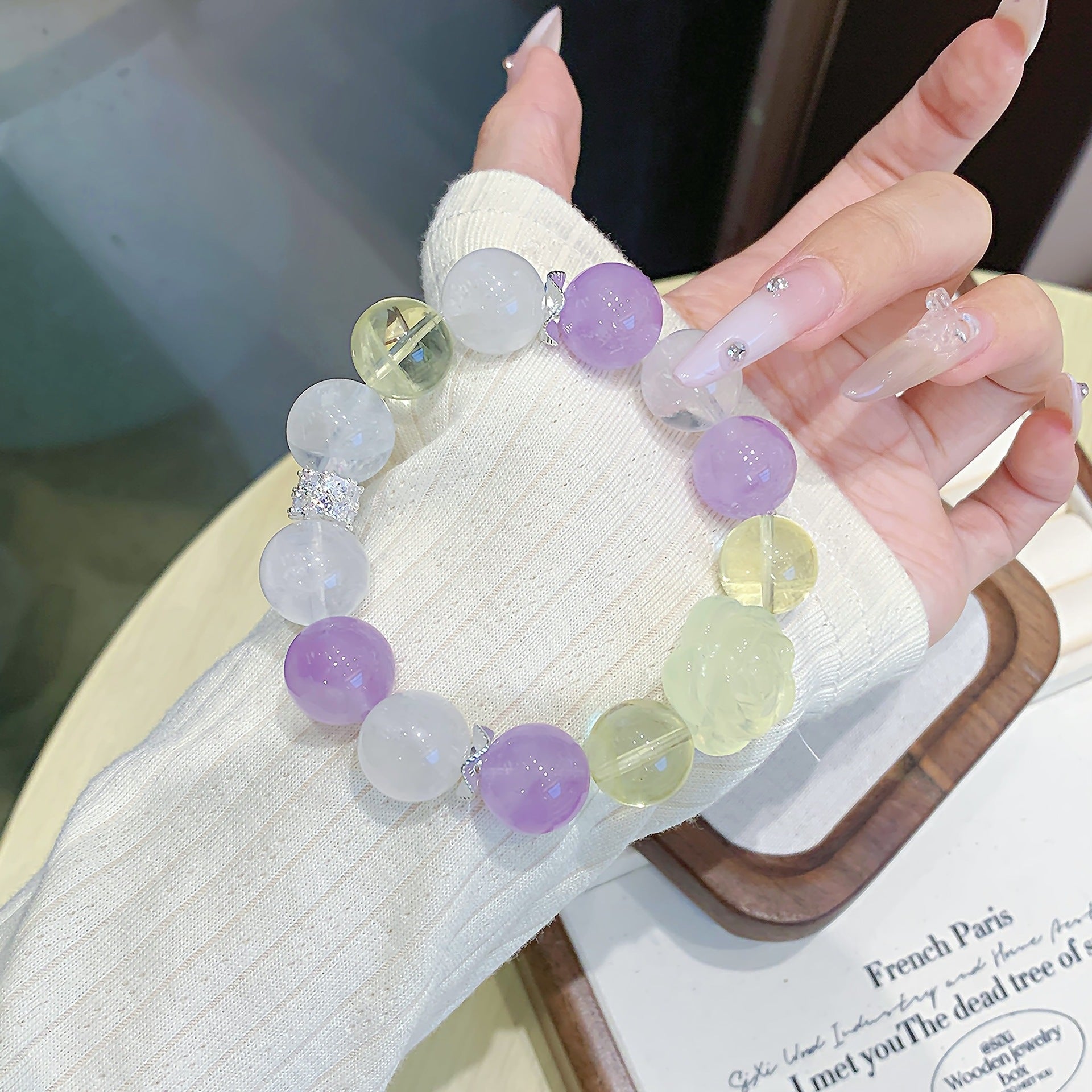 Natural Amethyst Single Strand Bracelet Purple Aura Surrounding Beaded Bracelet Natural Crystal Bracelet Popular Jewelry Bracelet