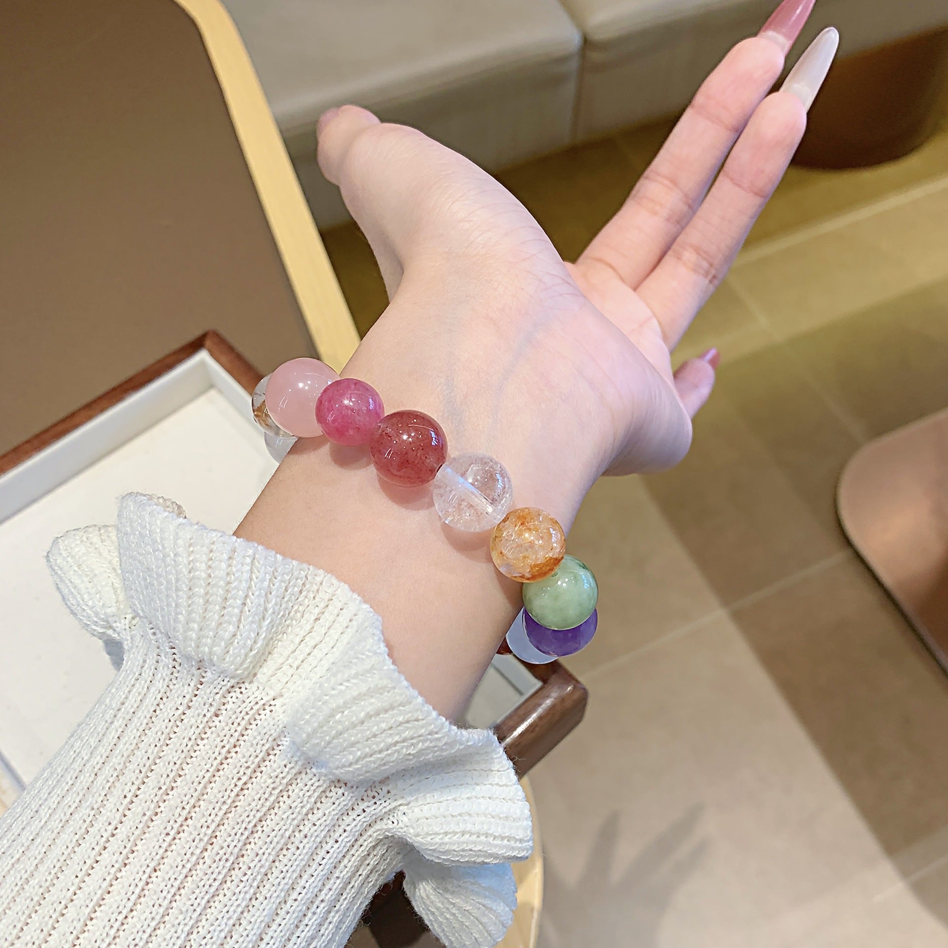 Natural Strawberry Quartz Jewelry Bracelet Original Niche Design Fashion diy Bracelet Natural Multi-Gemstone Crystal Bracelet