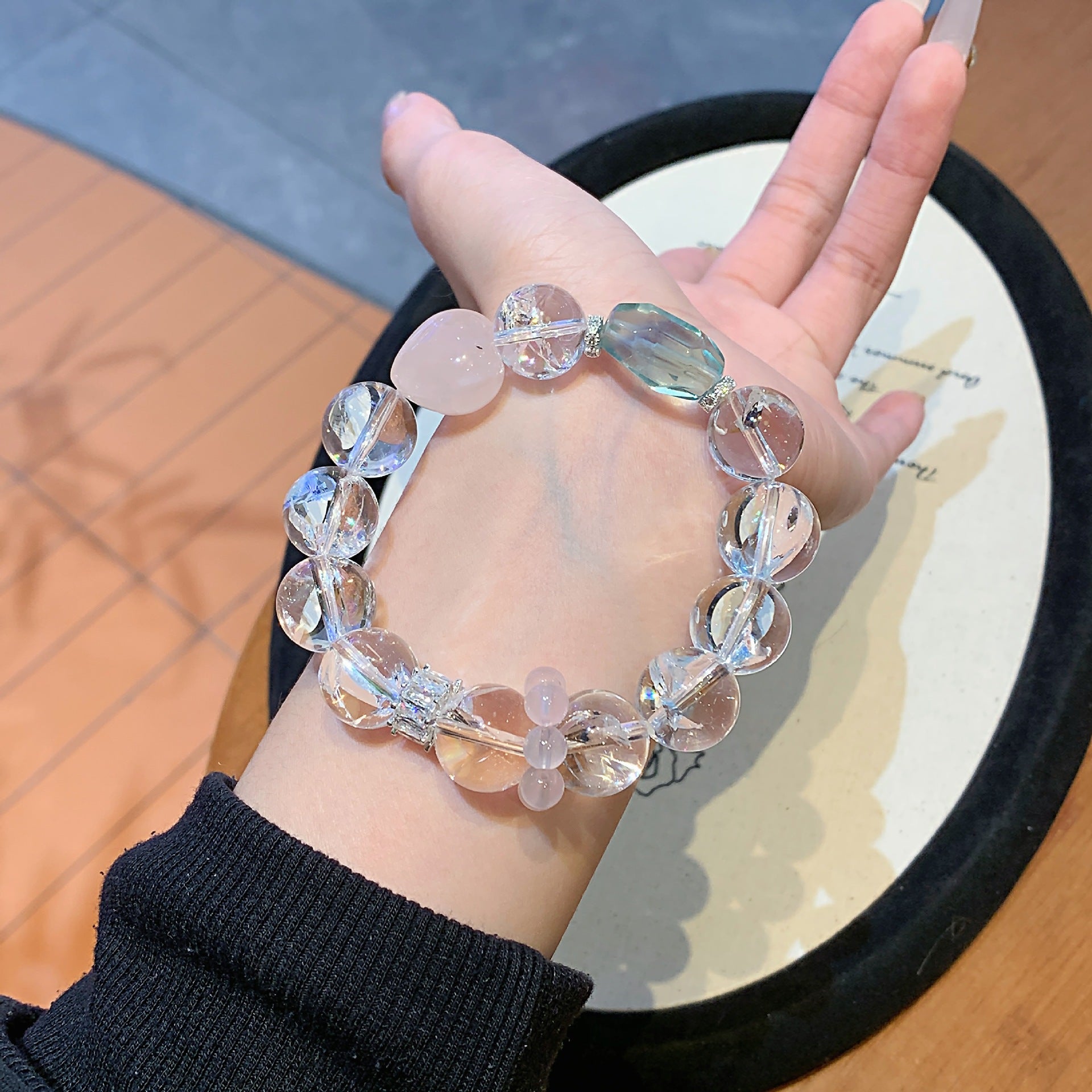 Original Design Natural White Assay Crystal White Crystal Bracelet Beaded Bracelet TikTok and Xiaohongshu Hot Item Crystal Bracelet