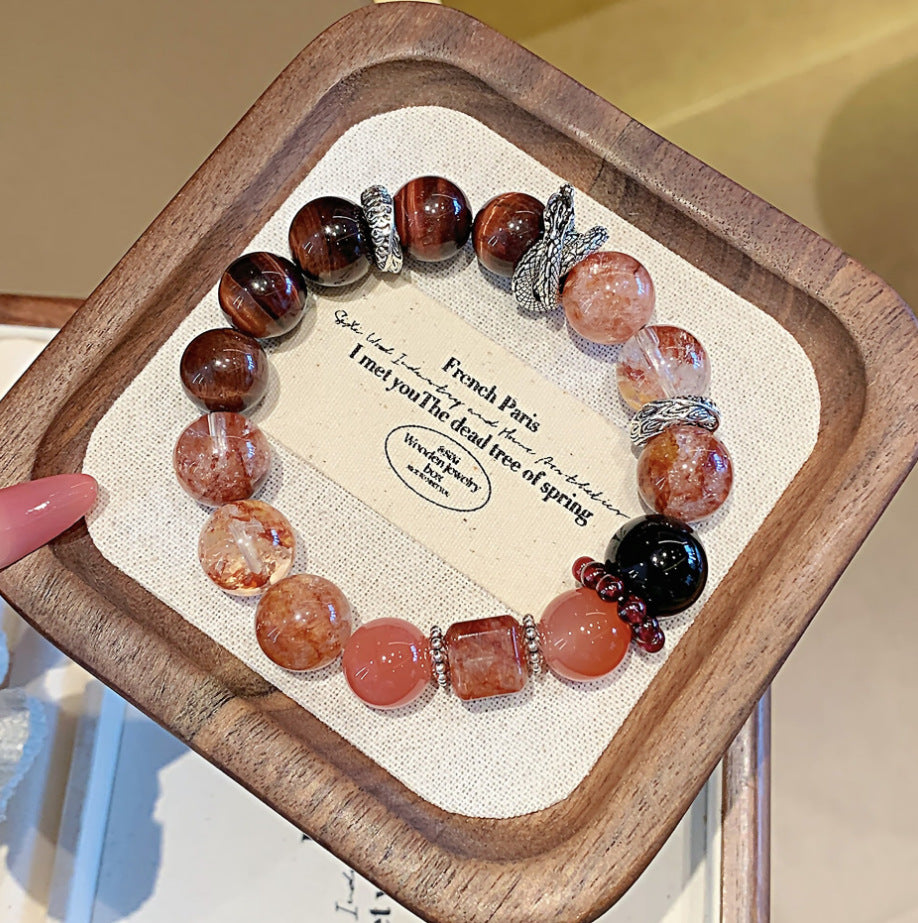 Red Tiger Eye Crystal Bracelet diy Luxury High-End Bracelet Natural Crystal Bracelet Hot-Selling Jewelry Crystal Bracelet