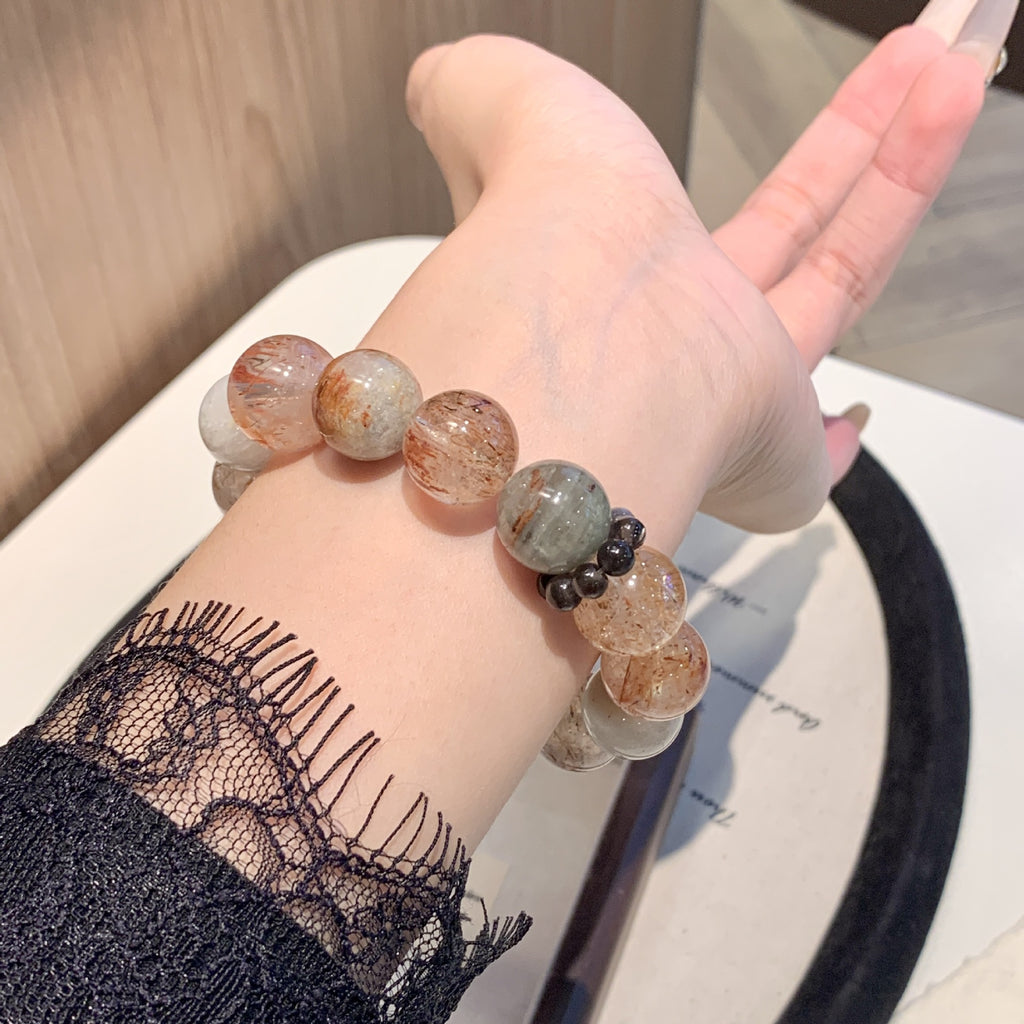 Natural Black Gold Super Seven Bracelet Beaded Jewelry Natural Crystal Bracelet Black Gold Super Seven Crystal Bracelet