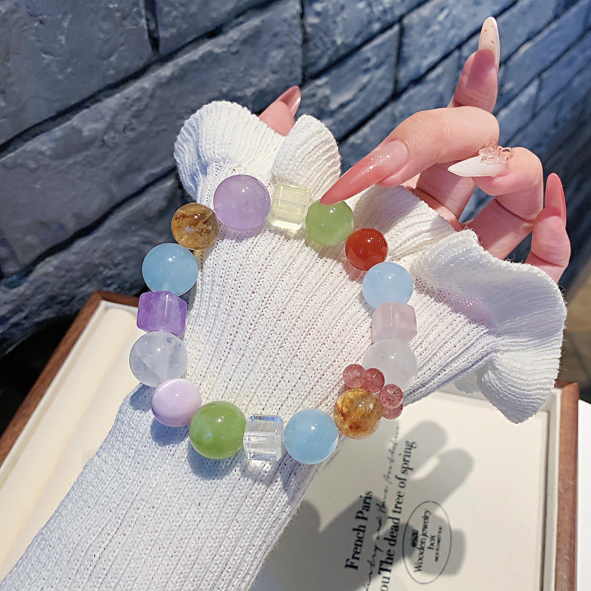 Original Natural Dopamine Crystal Multi-Gemstone Bracelet Light Luxury All-Matching2025New Hand Jewelry Night Market Bracelet Wholesale