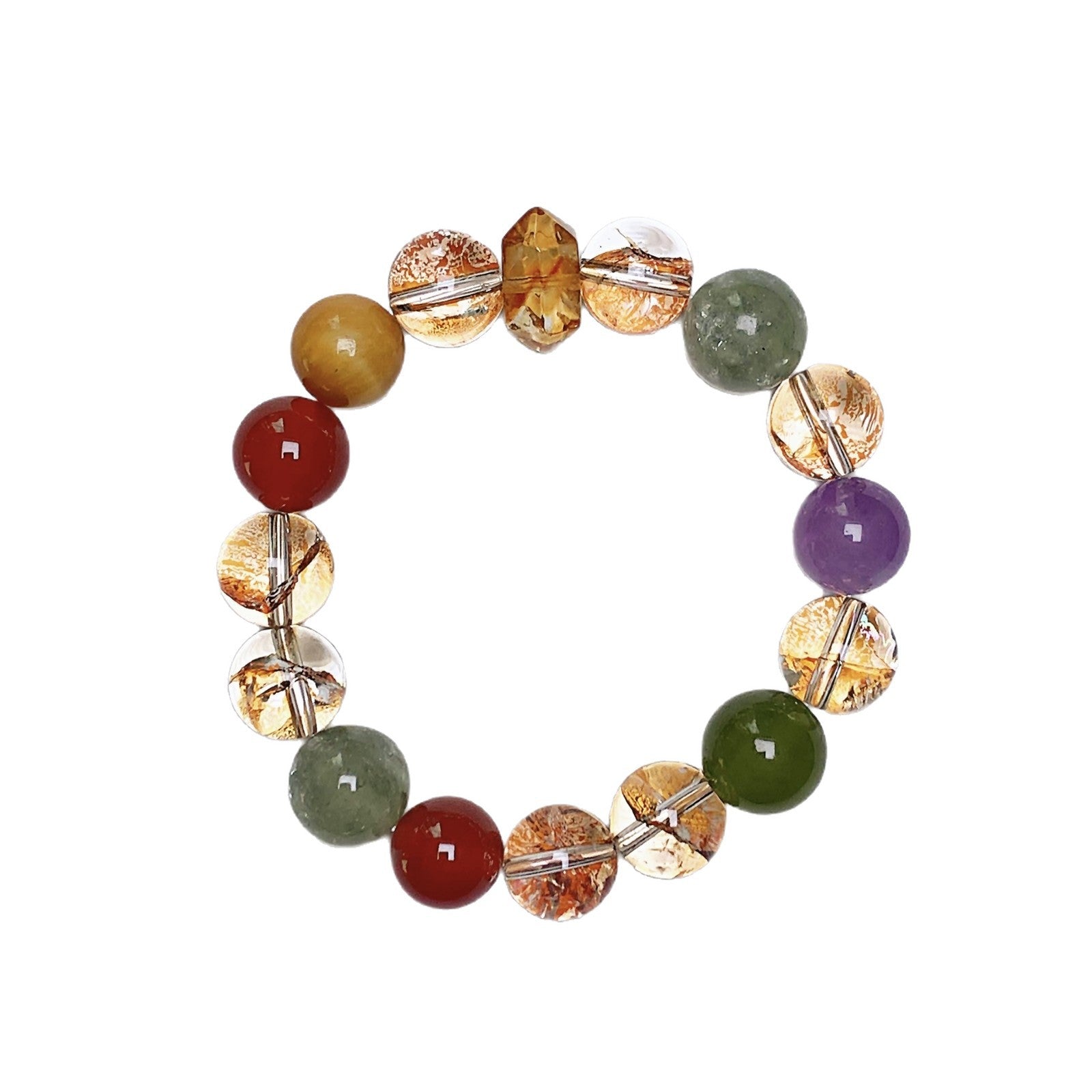 Natural Crystal Multi-Gem Bracelet Original Design Gold Foil Explosion Fashion Bracelet Wholesale Natural Crystal Bracelet