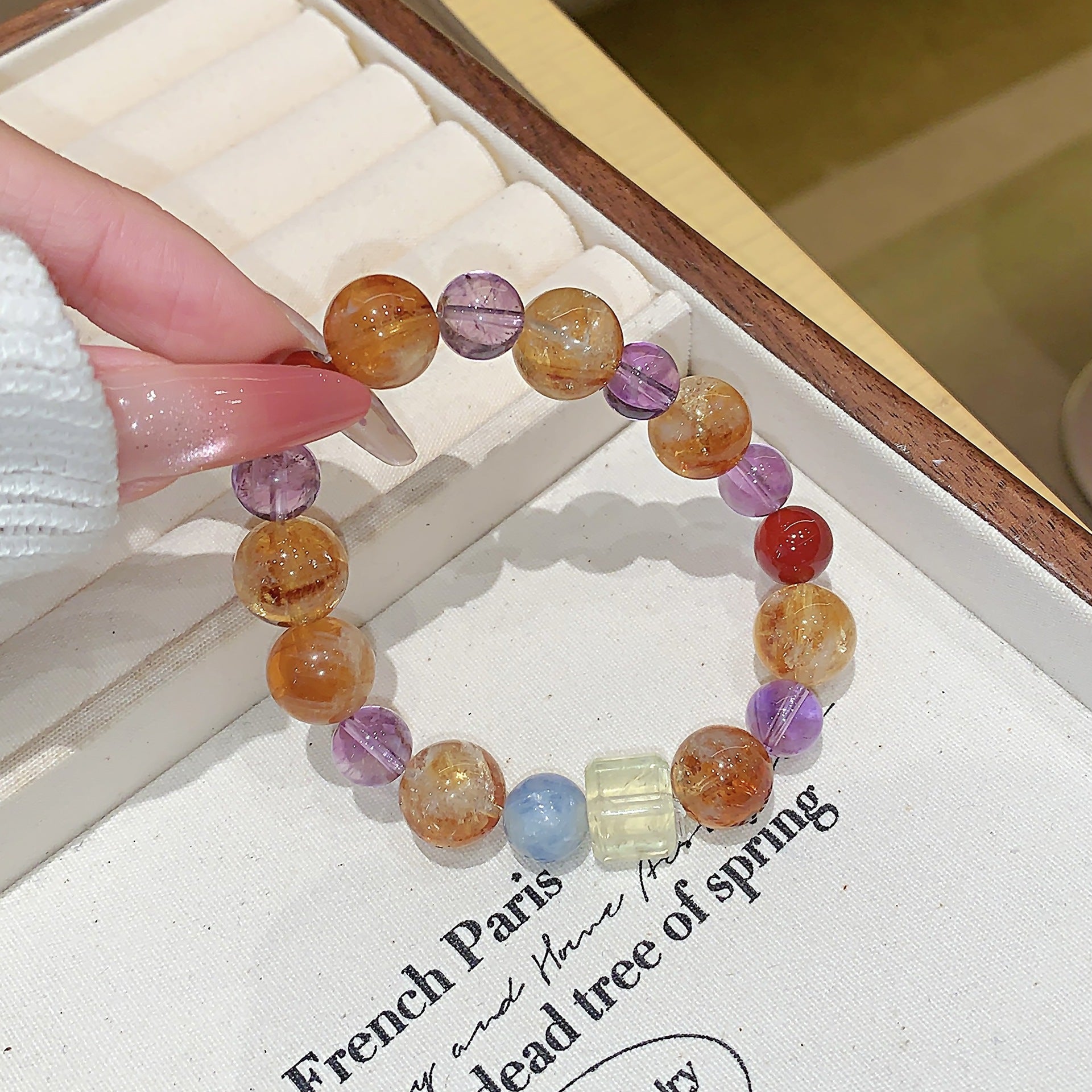Natural Crystal Bracelet Jewelry diy Natural Crystal Bracelet Cross-border Hot-Selling Jewelry Bracelets Yellow Pagoda Crystal Bracelet