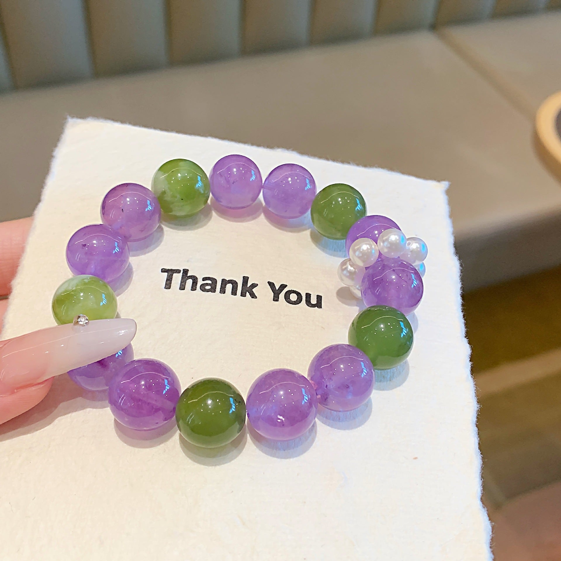 Dreamy Girl Purple Bracelet Premium Large Round Beads Elegant Light Luxury High-End Feel Hand Jewelry String Thousand Gold Feng Shui Crystal Bracelet