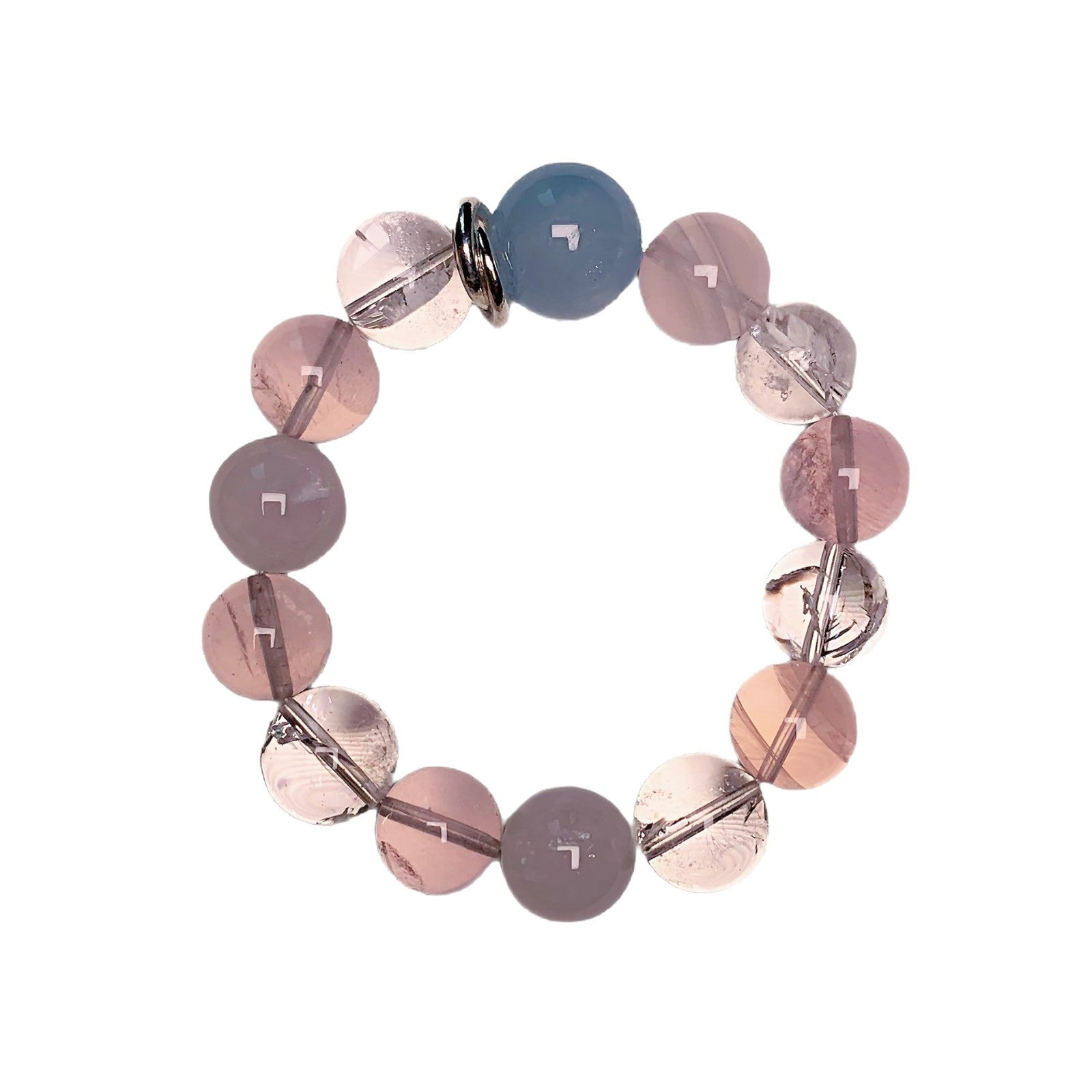 Original Design Natural Starlight Pink Crystal White Crystal Bracelet Bracelet Paired with Aquamarine Top Bead Crystal Bracelet