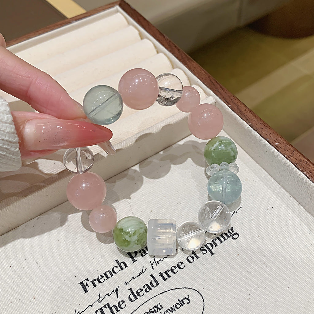 Natural Crystal Bracelet diy Rose Quartz Multi-Gemstone Crystal Bracelet Natural Crystal Bracelet Jewelry Rose Quartz Bracelet