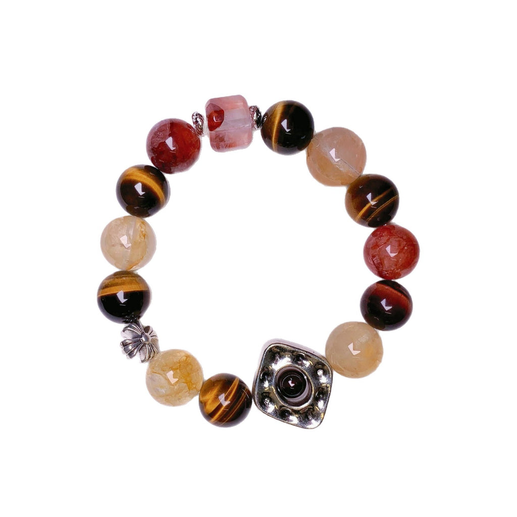 Natural Crystal Multi-Gemstone Bracelet Original Yellow Gum Flower Yellow Tiger Eye Obsidian Bracelet Xiaohongshu Foreign Trade Wholesale