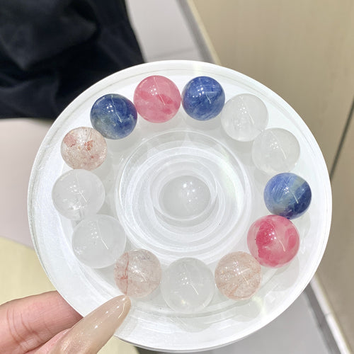 Macaron Color Series Pink Crystal with Pink Assai Milk White Crystal DIY Simple and Versatile Hand Jewelry String Crystal Bracelet