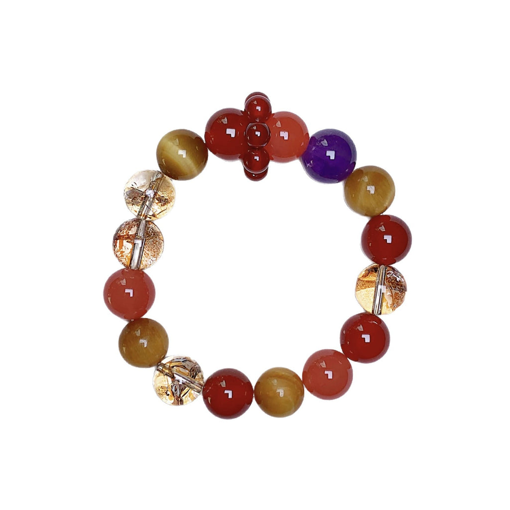 【Magnolia】Original Natural Yellow Tiger Eye with Gold Foil Explosion Design Handmade Exquisite Bracelet