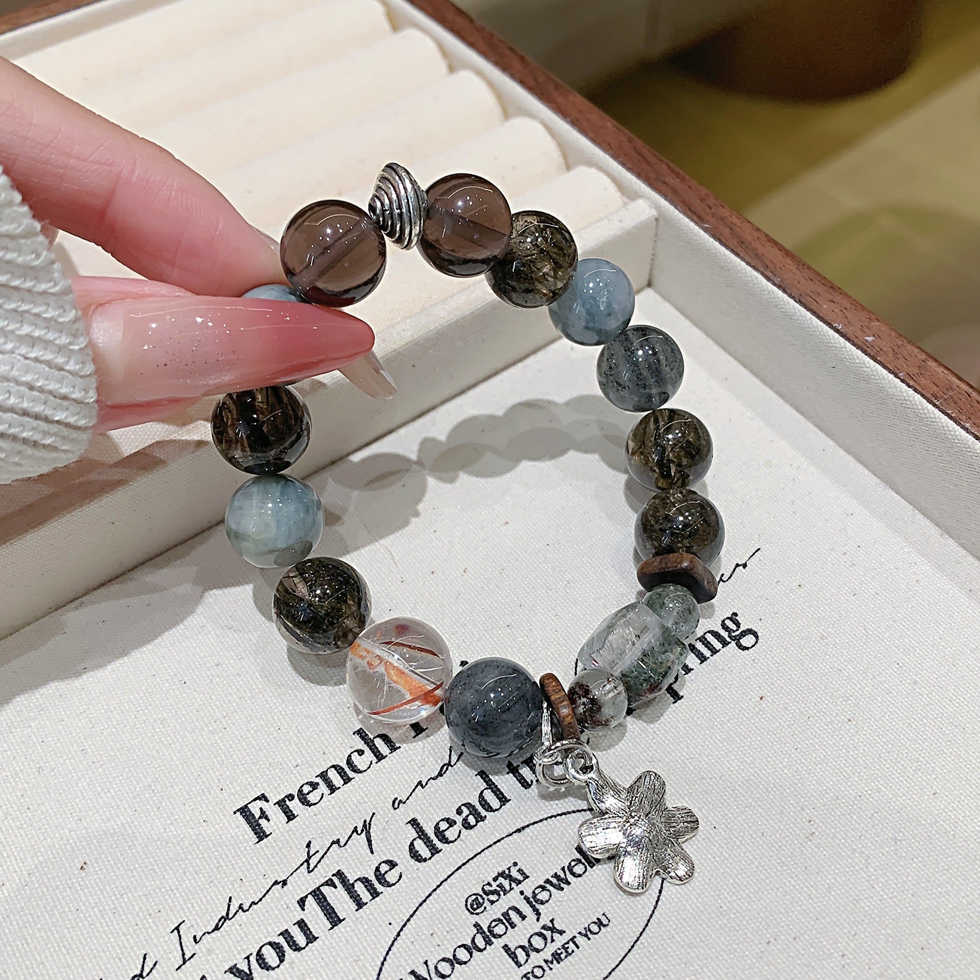 Natural Black Tea Obsidian Bracelet for Women Large Particle Unique Niche Crystal Beads Wholesale Tea Obsidian Crystal Bracelet