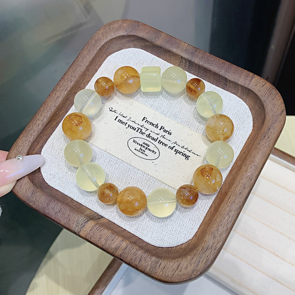 Natural Crystal Bracelet Jewelry Yellow Gum Flower Multi-Gem Crystal Strand Original Design Light Luxury Bracelet Crystal Bracelet