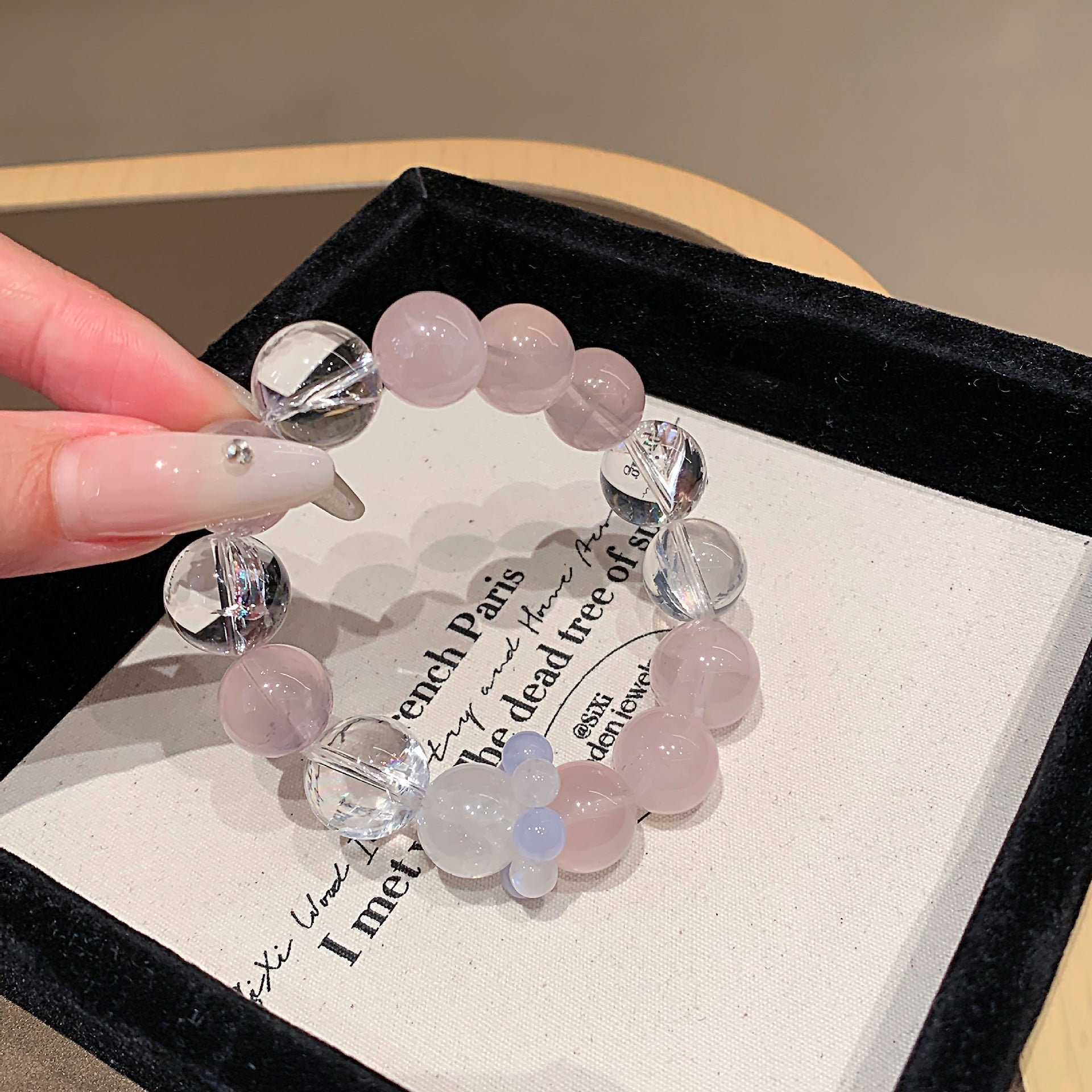 Natural Dopamine Rainbow Color Hand Jewelry String Original Design Cross-Border Hot-Selling Jewelry Chain Multi-Gemstone Pink Crystal Bracelet