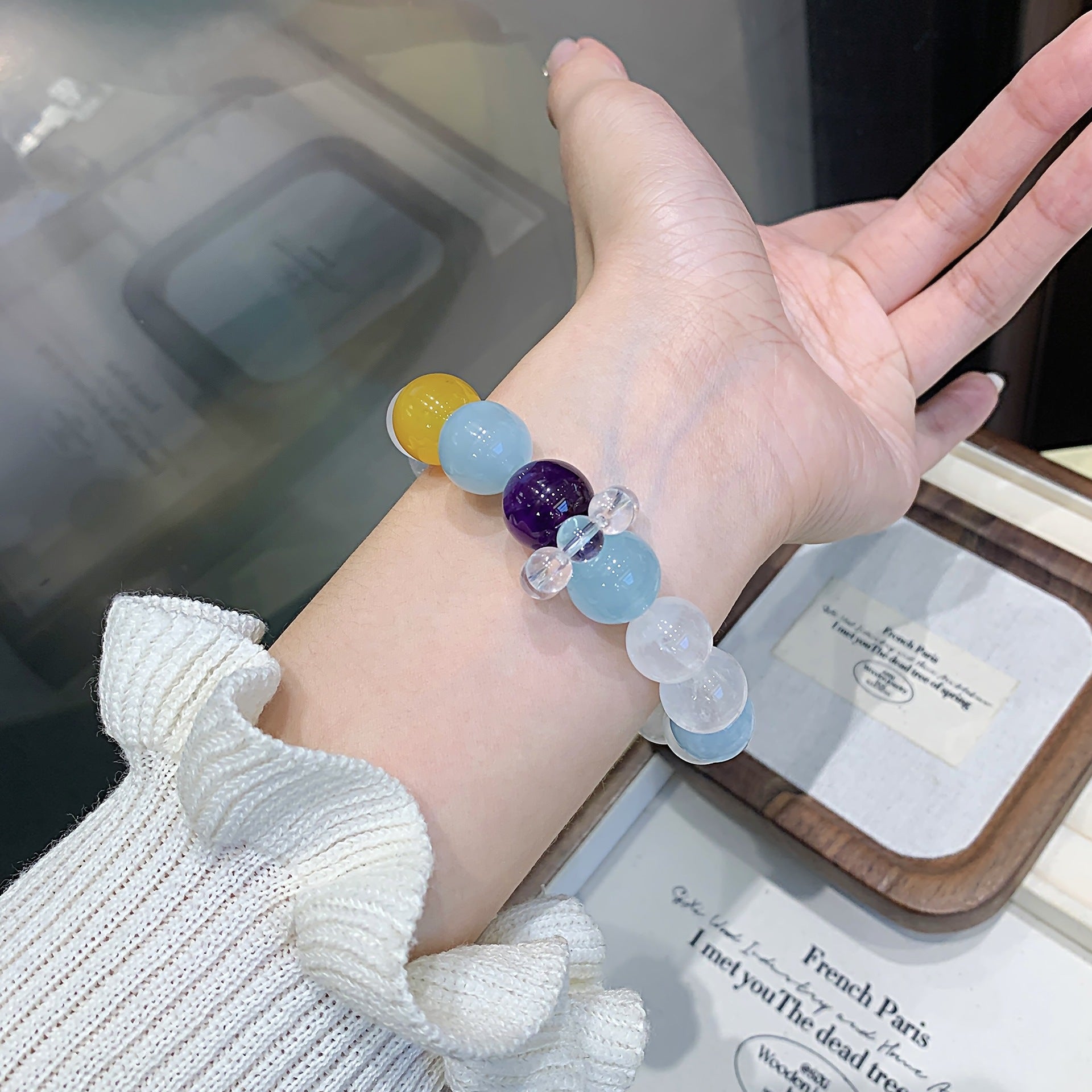 Duobao Natural Crystal Bracelet TikTok Xiaohongshu Direct Hot-Selling Crystal Chain Jewelry Aquamarine Crystal Bracelet