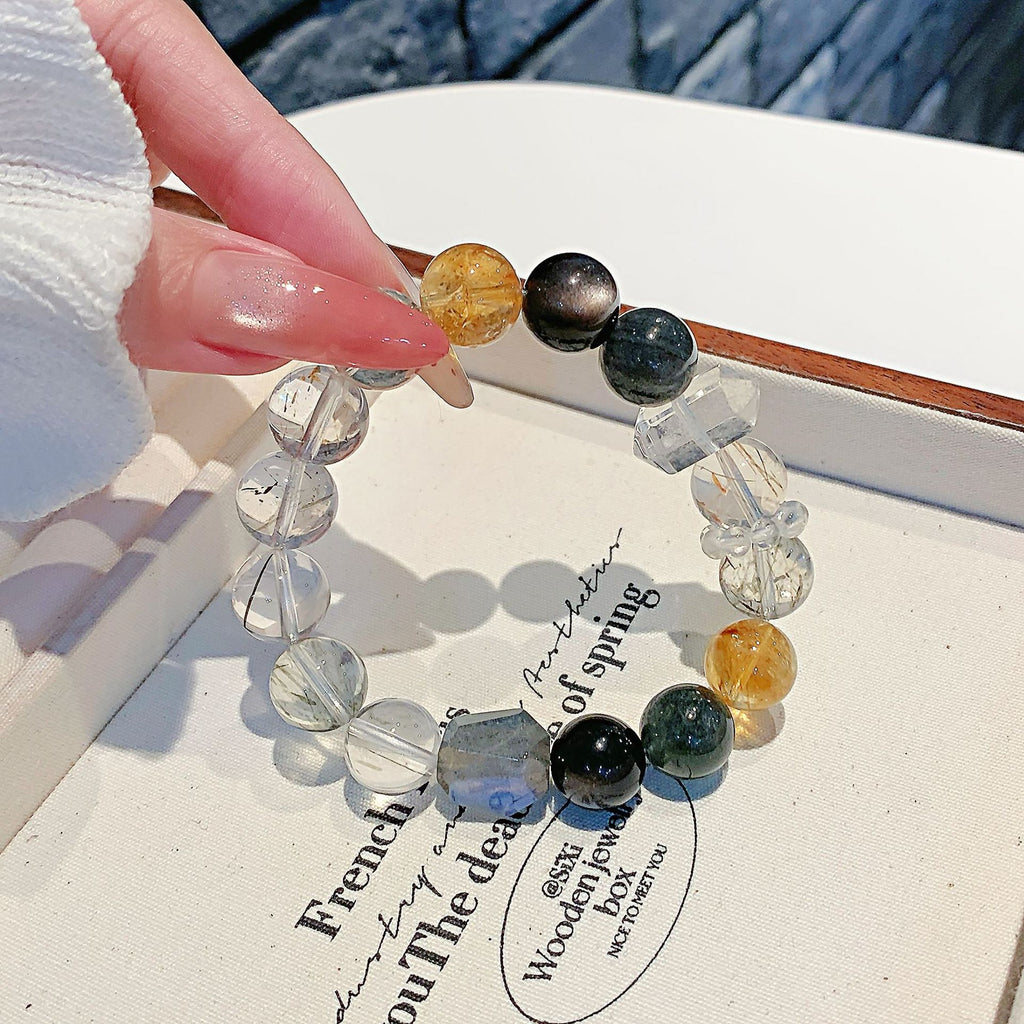 Natural Crystal Hot-Selling Hand Jewelry Exclusive for cross-border Gray Moonlight Crystal Bracelet Original diy White Crystal Jewelry Strand