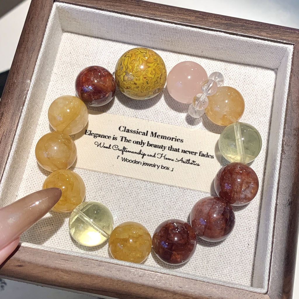 【Red Gum Flower】Natural Crystal Bracelet Hand Jewelry Beaded Crystal Bracelet Light Luxury High-end Feel Bracelet for Women