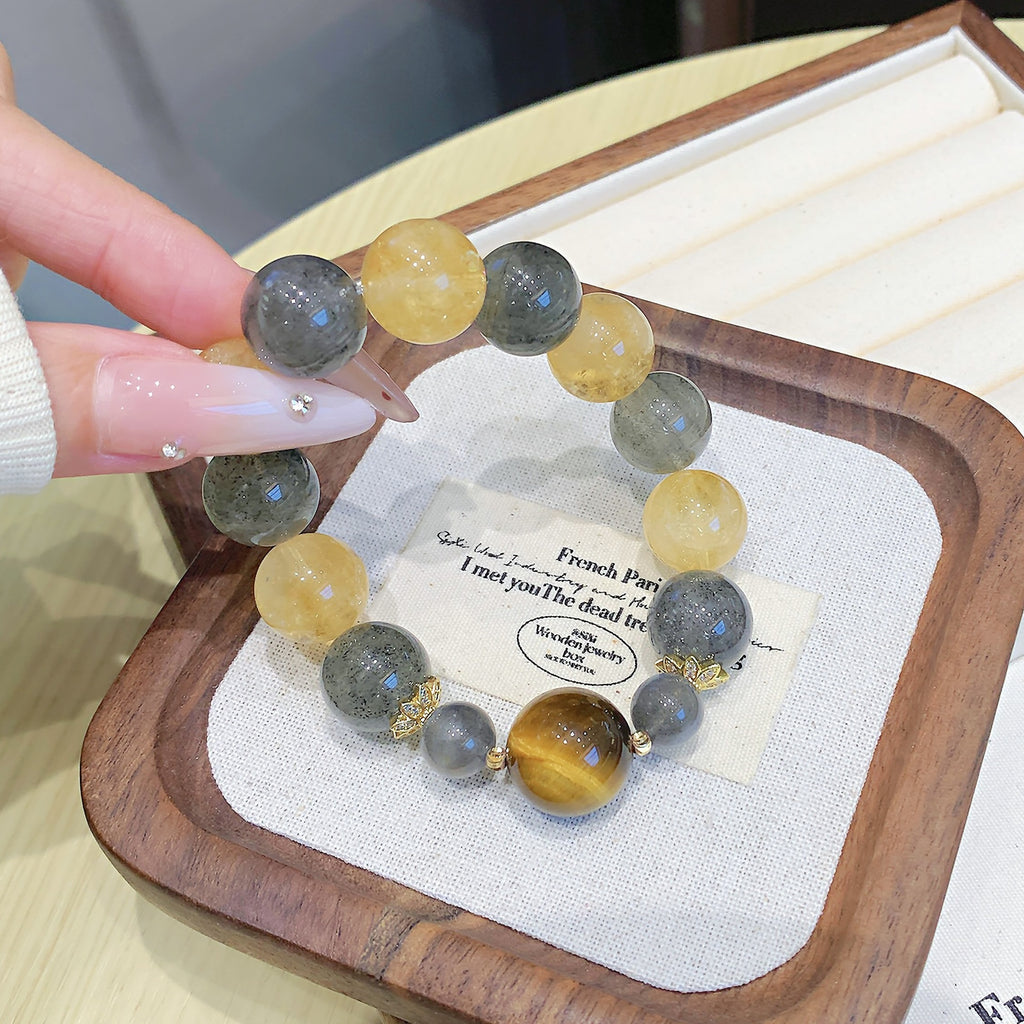 Natural Yellow Acai Crystal Bracelet Single Loop Handmade Jewelry Wholesale Lucky Bracelet