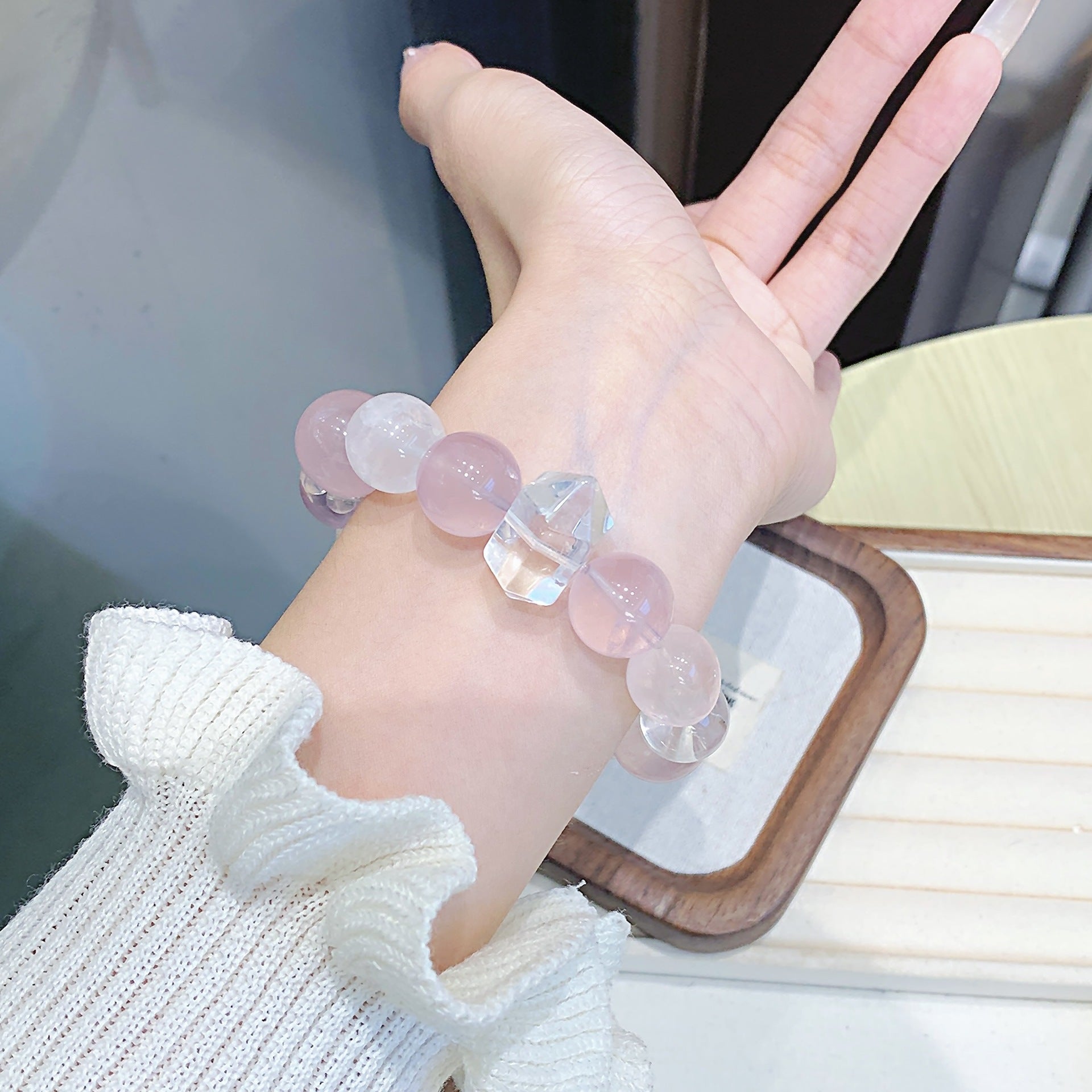 Natural Rose Quartz Bracelet Live Broadcast Exclusive Natural Crystal Popular Jewelry Crystal Jewelry Bracelet Chain Wholesale