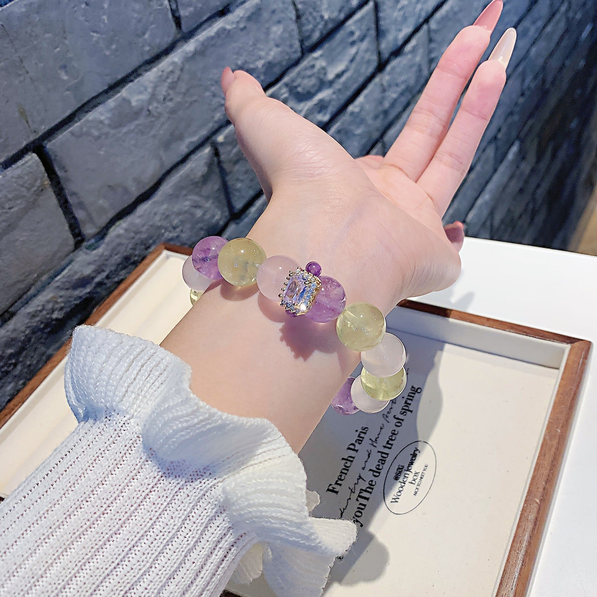 Natural Dopamine Rainbow Color Crystal Bracelet Night Market Stall Wholesale Bracelet diy Multi-Gemstone Crystal Bracelet