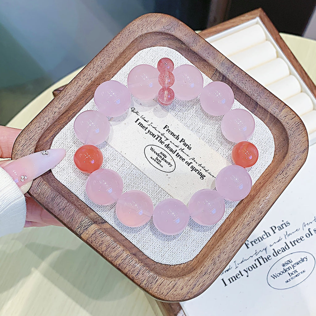 Natural Crystal Bracelet Strawberry quartz DIY Original Niche Design Crystal Bracelet Little Red Book Same Style Crystal Chain