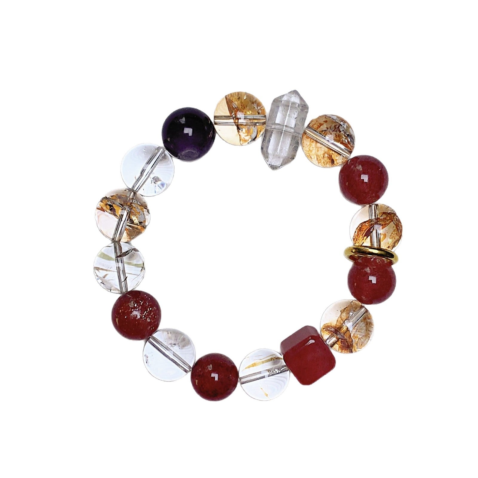 Natural Strawberry Crystal Multi-Gemstone Bracelet Fashionable Original Niche Design Exquisite Versatile High-End Feel Hand Jewelry