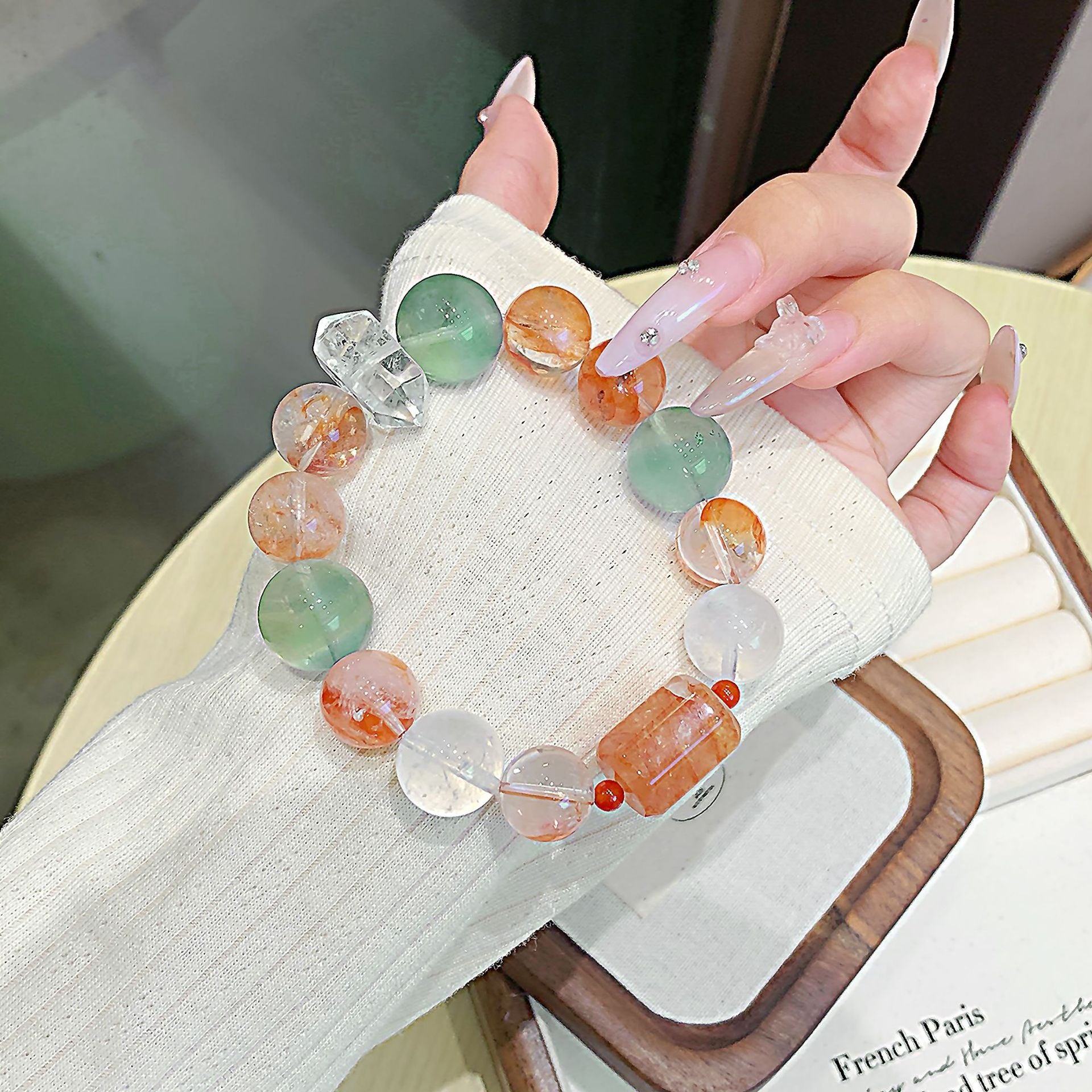 Red Glue Flower Crystal Bracelet diy High-end Bracelet for Women Natural Crystal Bracelet Hot-Selling Jewelry Custom Bracelet