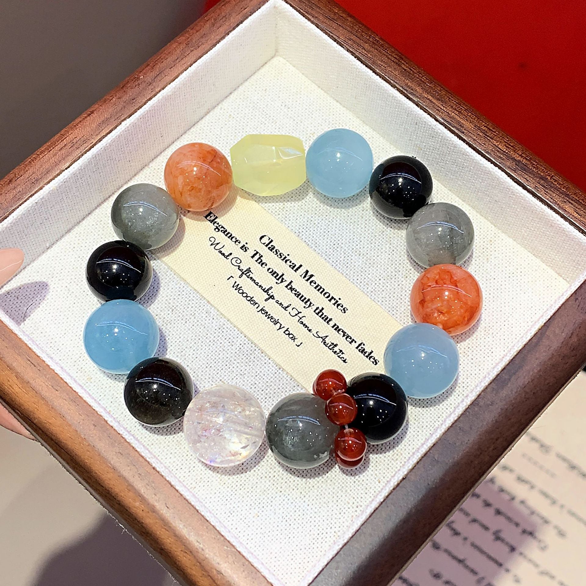 【Loulan】Natural Aquamarine Yellow Gum Flower Multi-Gem Bracelet Fashionable and Versatile Women's Jewelry Crystal Beads