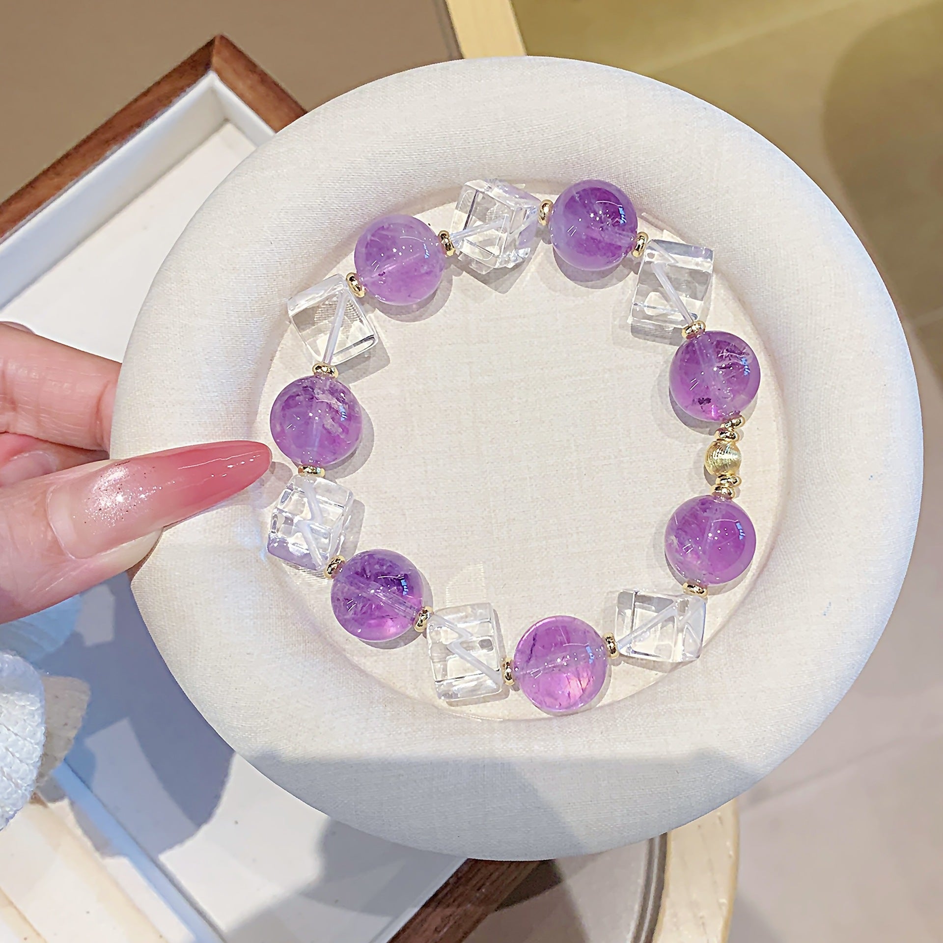 Natural Crystal Bracelet Jewelry Original diy Niche High-End Bracelet diy Natural Amethyst Bracelet