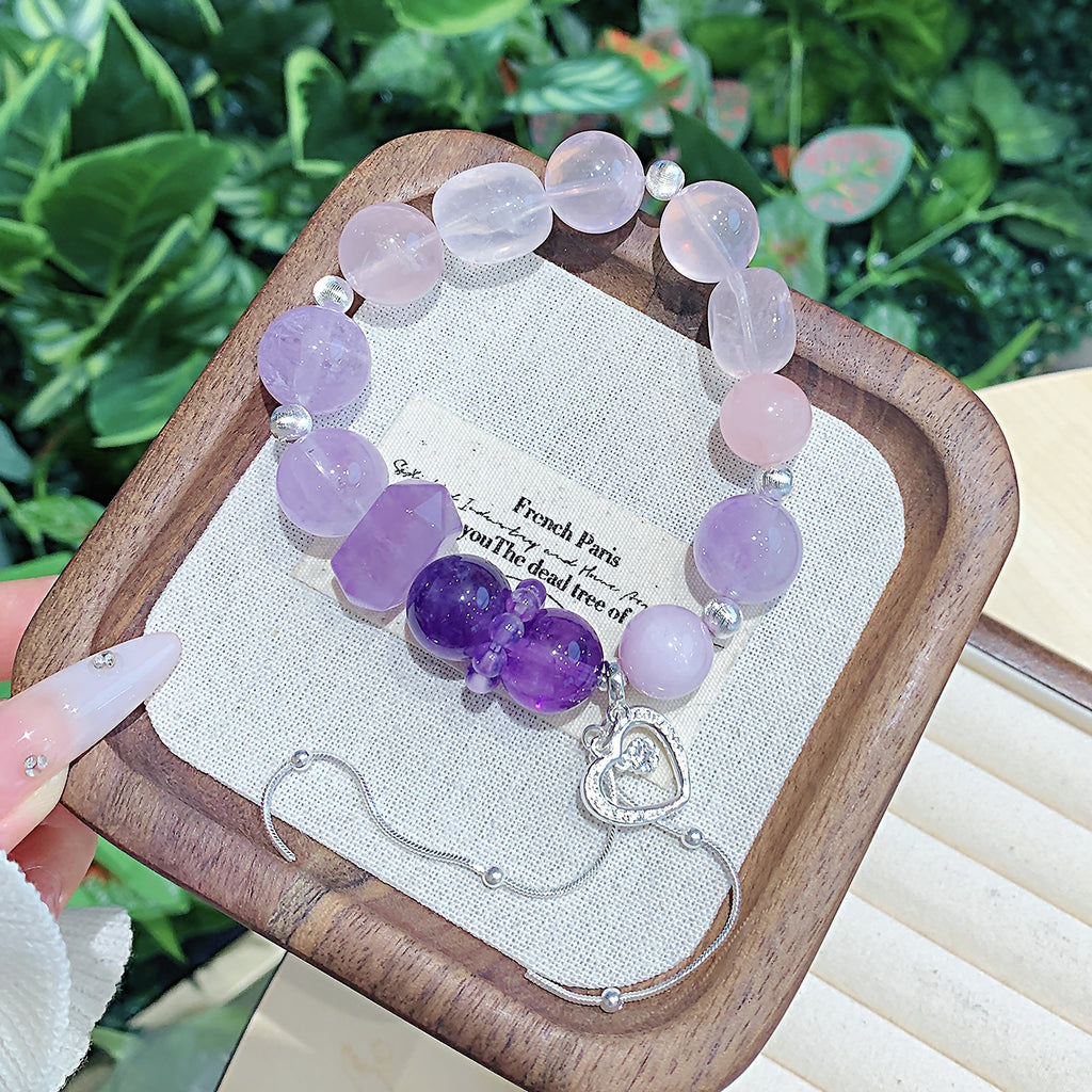 Natural Pink Crystal Bracelet Love Accessories Rose Quartz Jewelry Bracelet Natural Crystal Hot Item Bracelet Jewelry diy